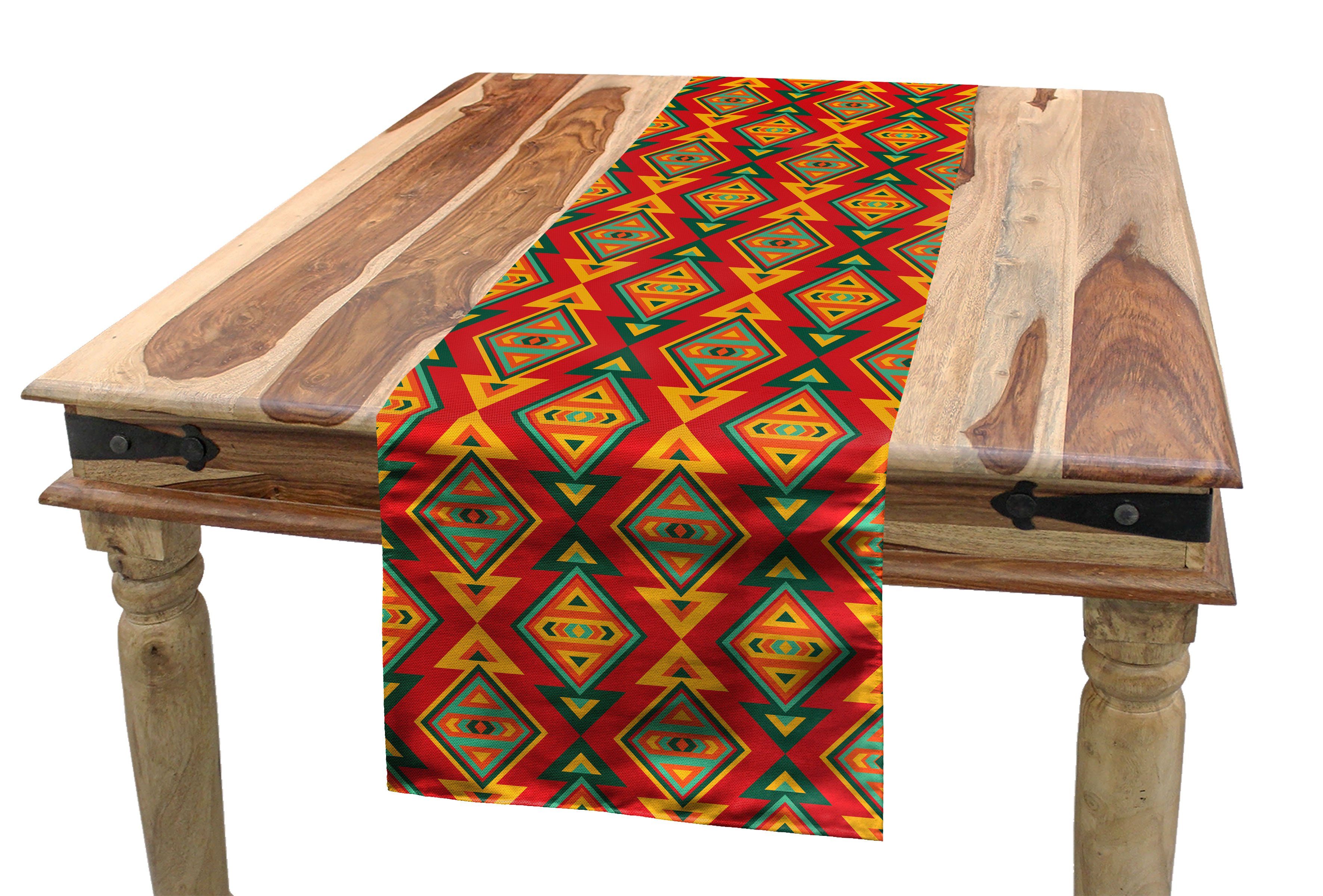 Abakuhaus Tischläufer Esszimmer Küche Rechteckiger Dekorativer Tischläufer, Boho Geometrisches und Tribal-Layout