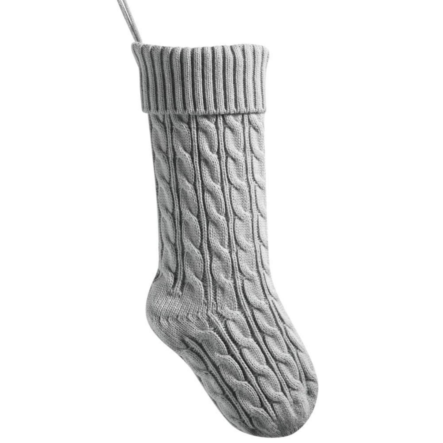 LuxusKollektion Nikolausstiefel Weihnachtsstrumpf Grau 46cm Gestrickt (1 St)