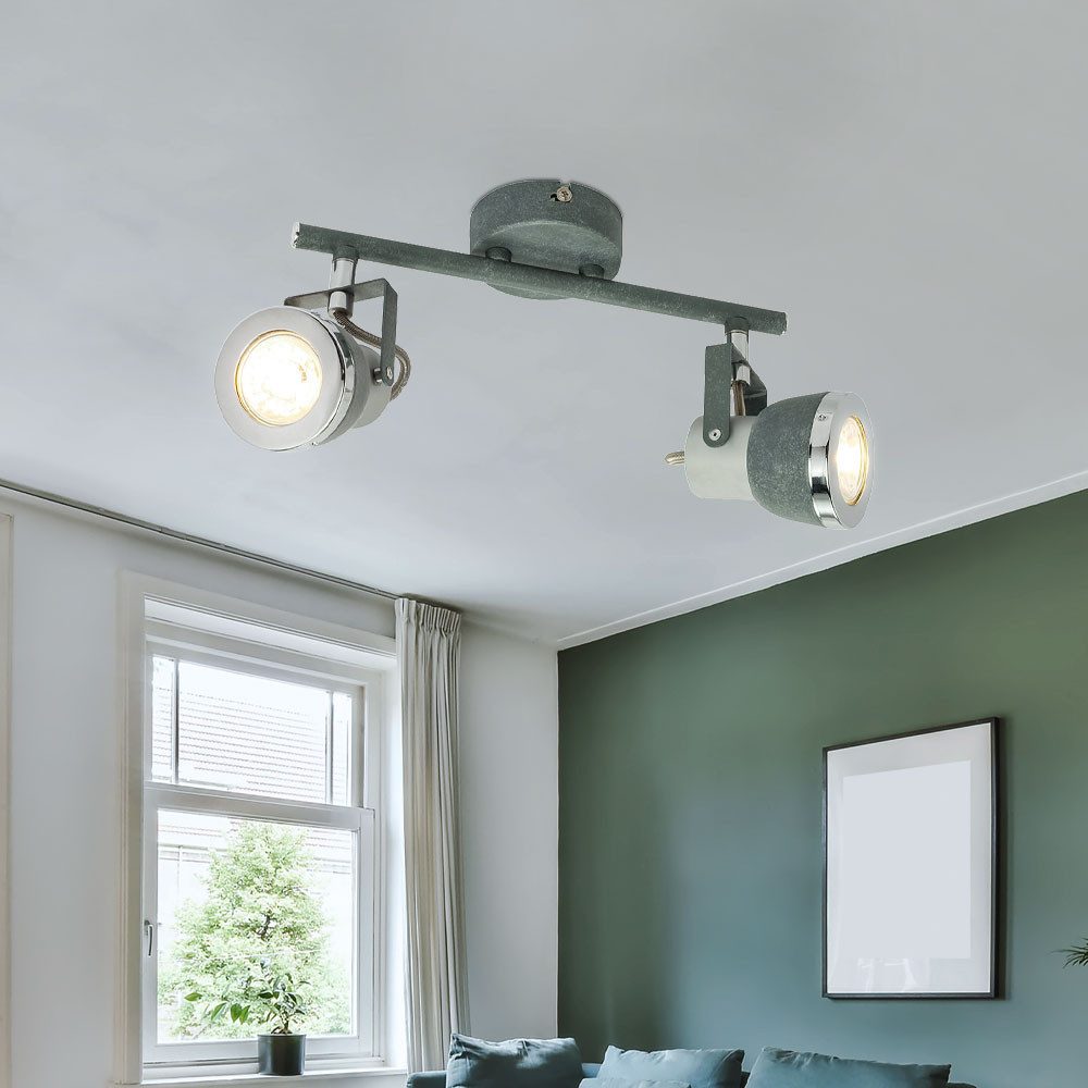 GLOBO LIGHTING Deckenspot, Leuchtmittel nicht inklusive, Deckenleuchte Deckenlampe Wohnzimmerlampe beweglich steingrau L 26 cm