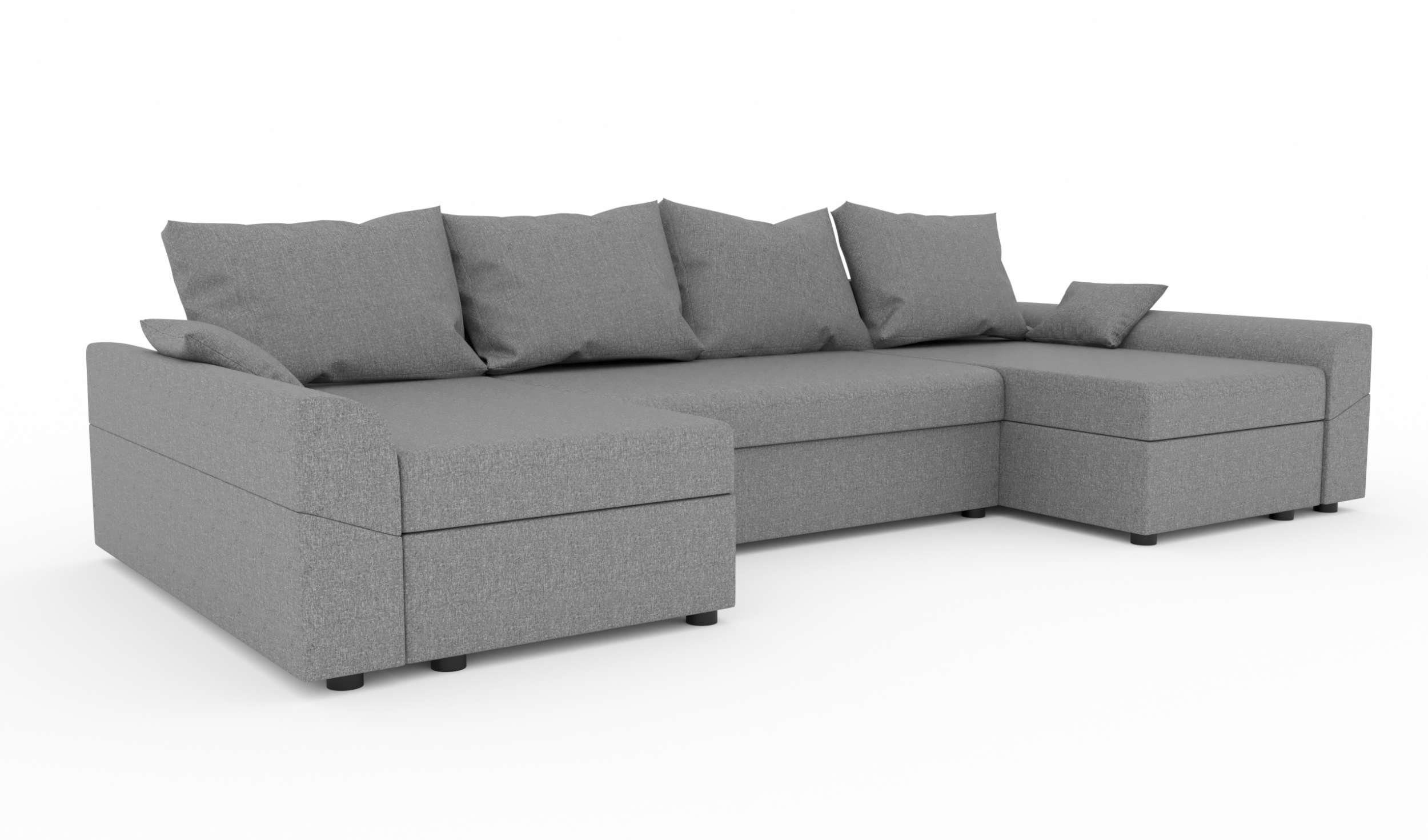 mit Sitzkomfort, Eckcouch, mit Stylefy Carolina, U-Form, Wohnlandschaft Bettkasten, Sofa, Design Bettfunktion, Modern