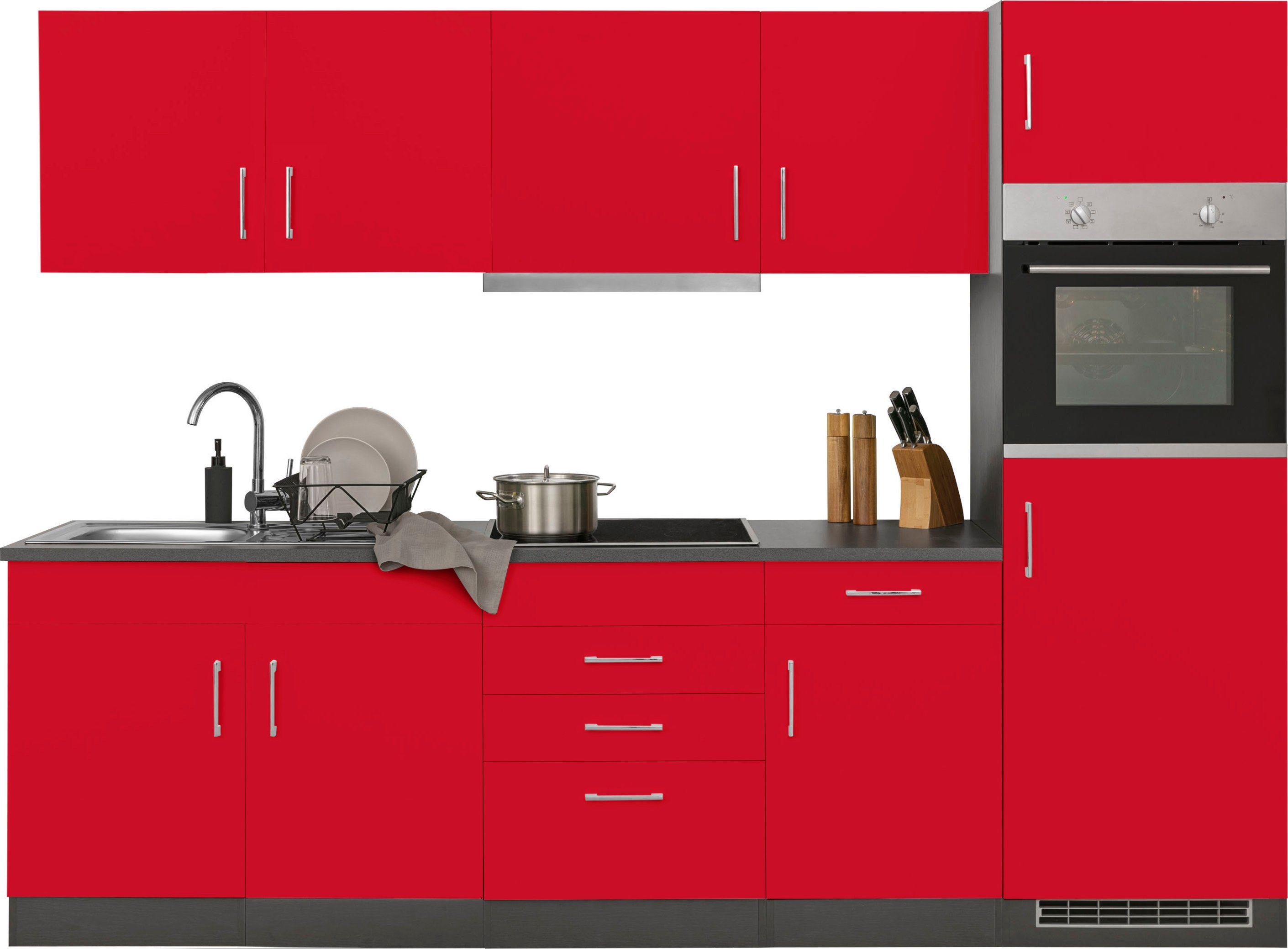 KOCHSTATION Küchenzeile KS-Paris – Küchen mit einzigartigen Fotomotiven auf den Fronten, Breite 270 cm, wahlweise mit E-Geräten und Induktion