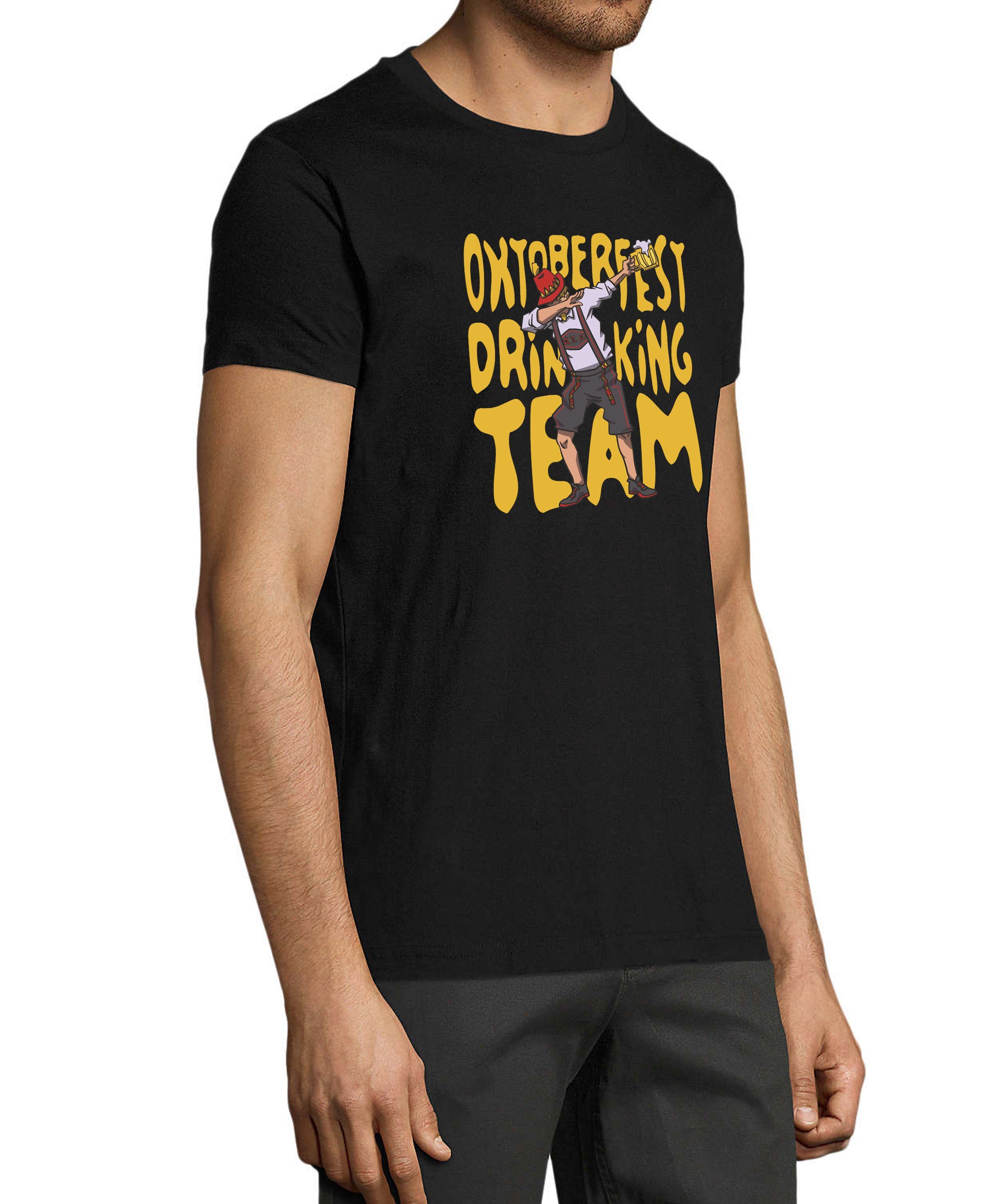 MyDesign24 T-Shirt Herren - Aufdruck Regular schwarz Fit, mit Oktoberfest Team Drinking Shirt Baumwollshirt i305 Print T-Shirt Fun