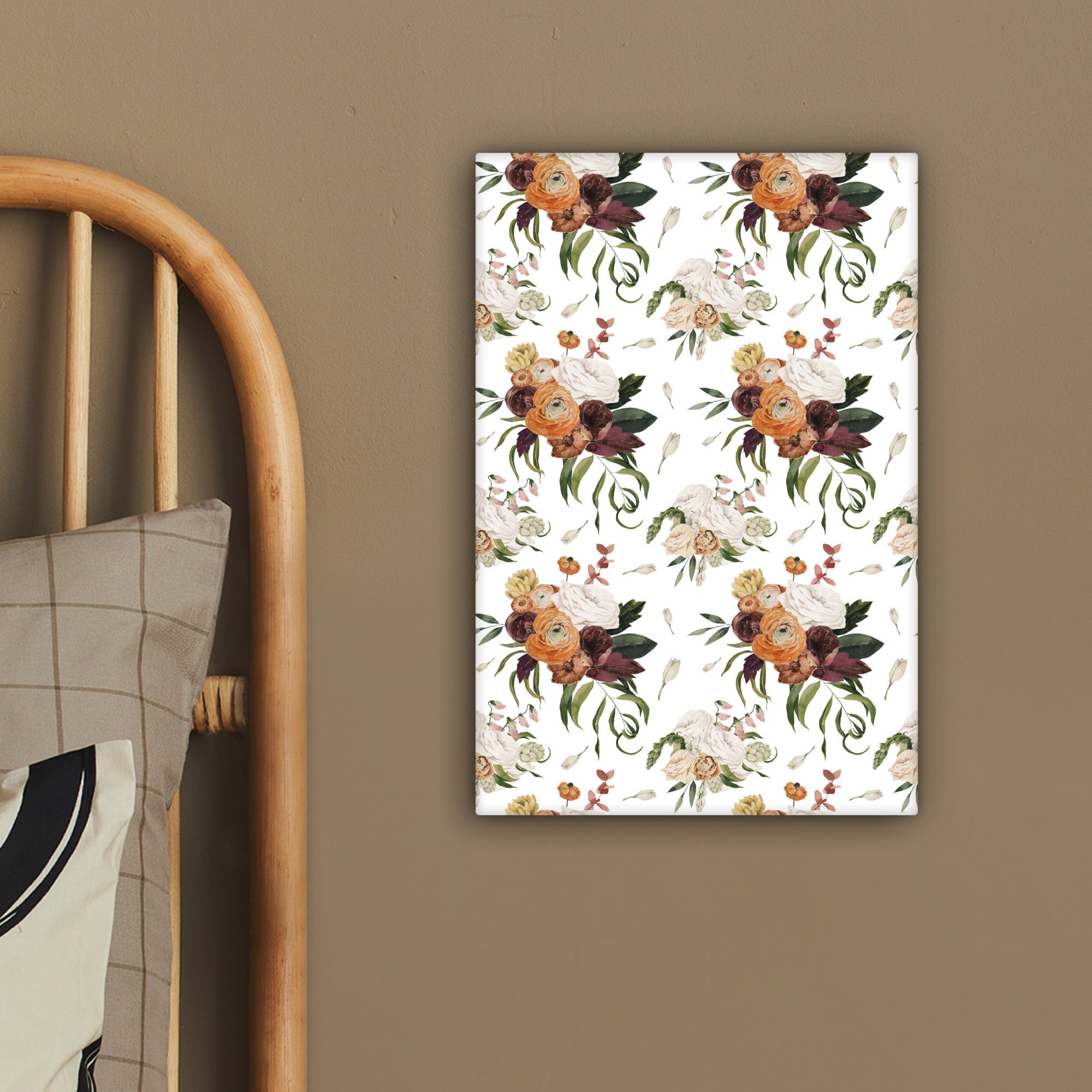 OneMillionCanvasses® Leinwandbild Blumen Zackenaufhänger, bespannt 20x30 Gemälde, Blumenarrangement fertig - Farben, Leinwandbild (1 cm - inkl. St)