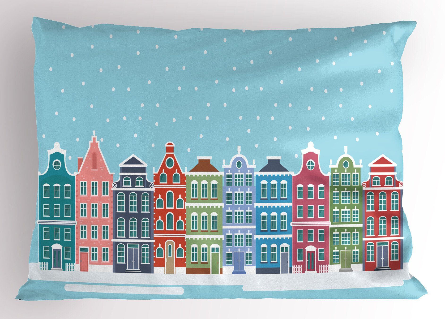 Stück), in Amsterdam Snowy Kopfkissenbezug, Stadt (1 Queen Gedruckter Dekorativer Kissenbezüge Abakuhaus Holland Size
