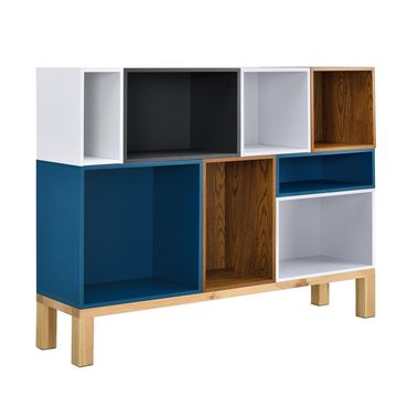 en.casa Wandregal, »Daverdisse« Wandschrank kombinierbar Walnuss-Imitat 30x30x15 cm