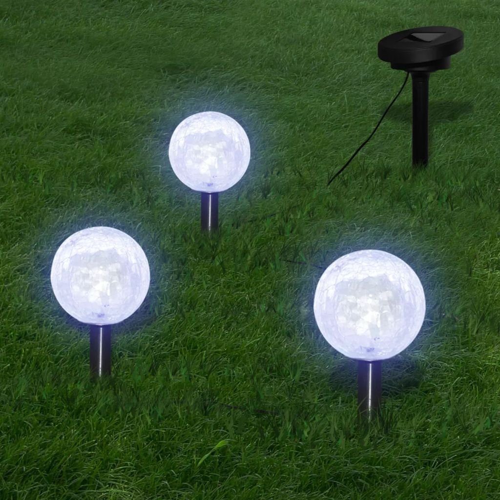 vidaXL Außen-Wandleuchte Solarkugel 3 LED Gartenleuchten mit Erdspießen & Solarmodul | Wandleuchten