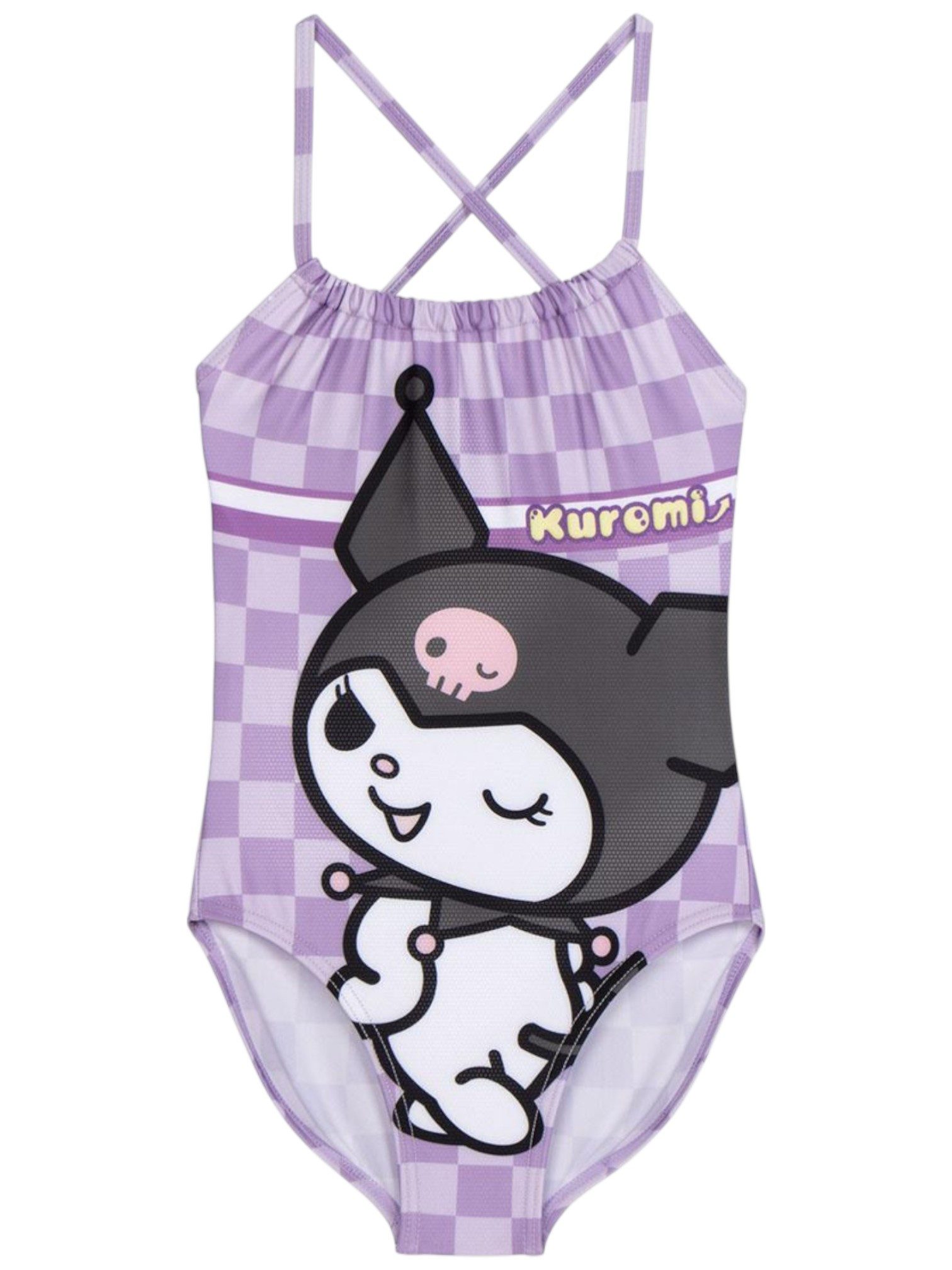 Cerdá Badeanzug Kuromi - Hello Kitty Mädchen karrierter Schwimmanzug Gr. 110 -152 cm
