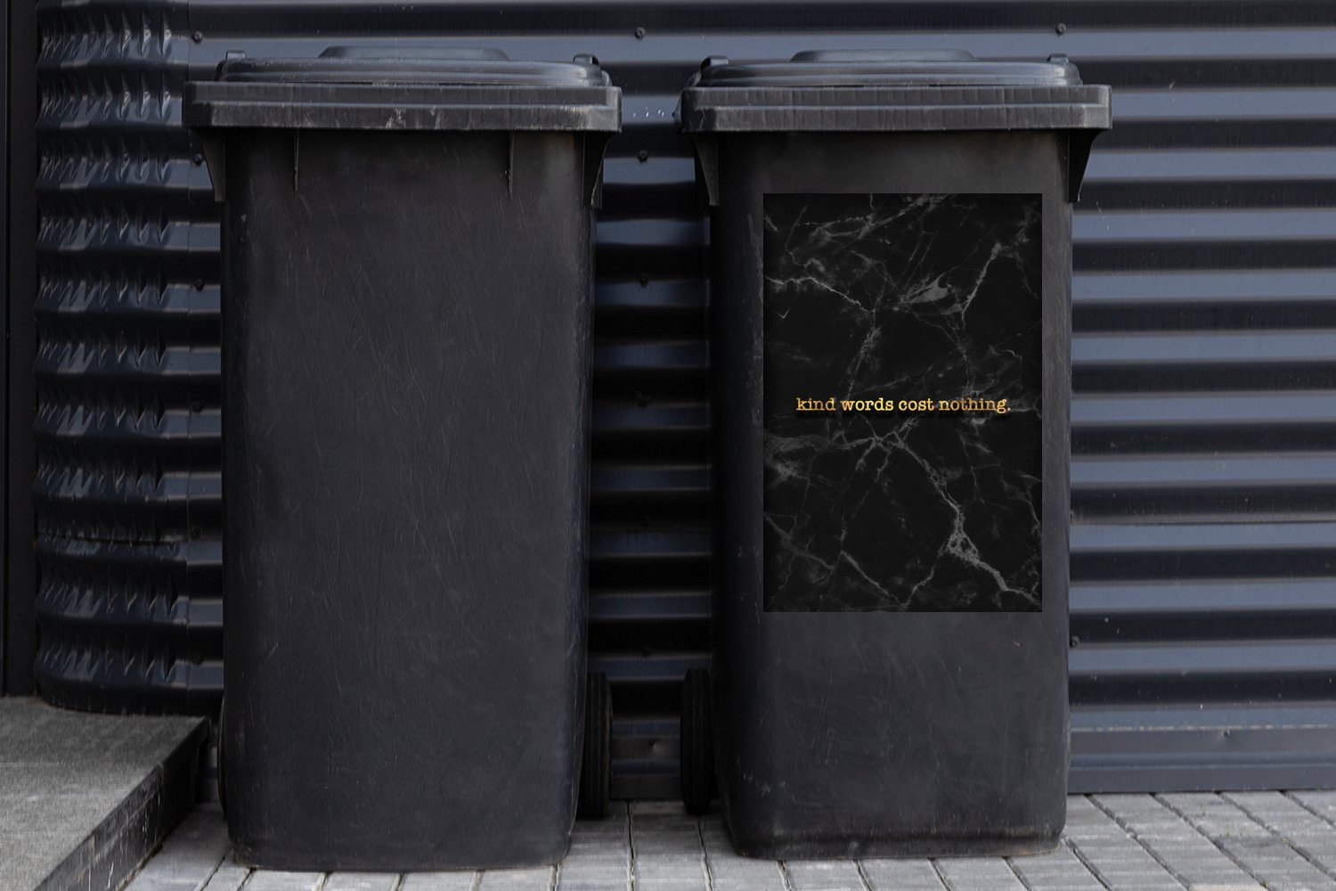 Wandsticker (1 Mülltonne, Zitate - Mülleimer-aufkleber, Sticker, - Abfalbehälter St), - Gold Marmor Sprichwörter Container, MuchoWow