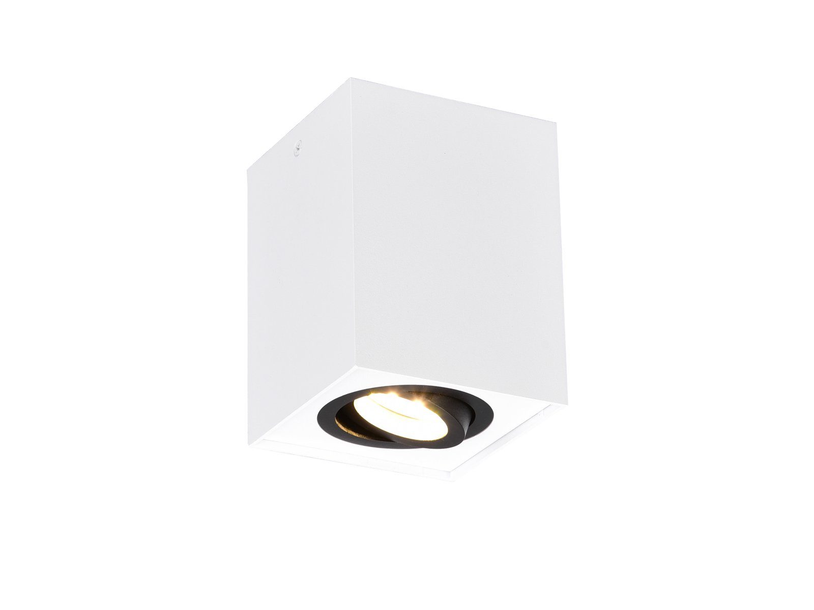 TRIO Leuchten LED Deckenstrahler, Dimmfunktion, LED wechselbar, Warmweiß, kleiner Aufbau-Spot Aufputz Прожектори innen, Treppenhaus, Weiß-Schwarz