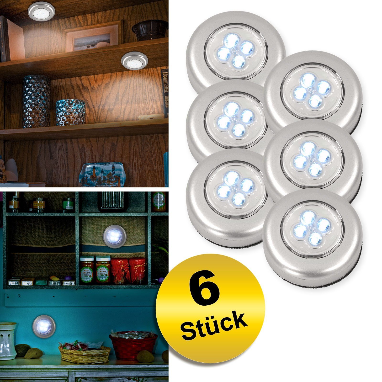 EAXUS LED Unterbauleuchte Selbstklebende Touch Schrankleuchte/Küchenunterbauleuchte, LED fest integriert, Batteriebetrieben, für Küche, Garage & Co.