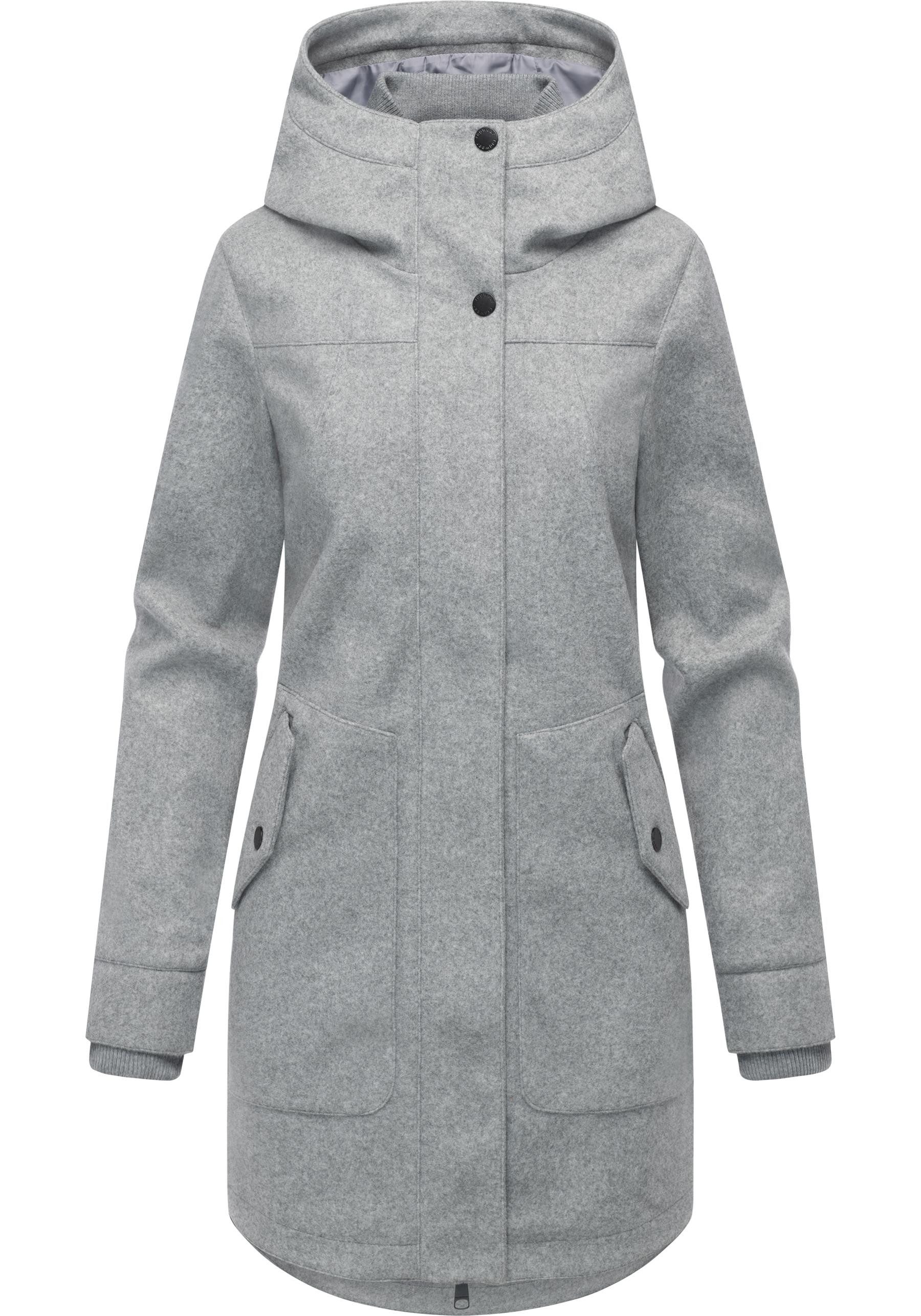 Ragwear Wollmantel Janesha Coat Mantel in Wolloptik mit Kapuze