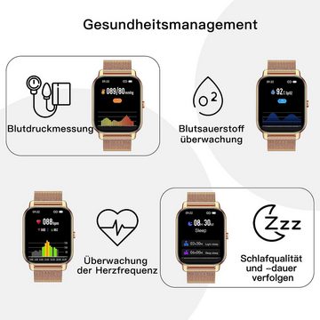 AOYATE Smartwatch, Damen Herren Smartwatch, Fitness Tracker Uhr Smartwatch (Fitnessuhr mit Telefonfunktion 1,69" HD Voll Touchscreen Zoll, Smartwatch Fitness Tracker Uhr, IP67 Wasserdicht, Uhren Watch für Android IOS, Fitnessuhr Tracker mit Pulsmesser Schrittzähler Schlafmonitor Aktivitätstracker Zoll)