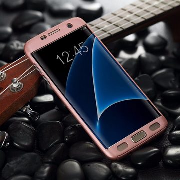 König Design Handyhülle Samsung Galaxy S6 Edge, Samsung Galaxy S6 Edge Handyhülle 360 Grad Schutz Full Cover Rosa