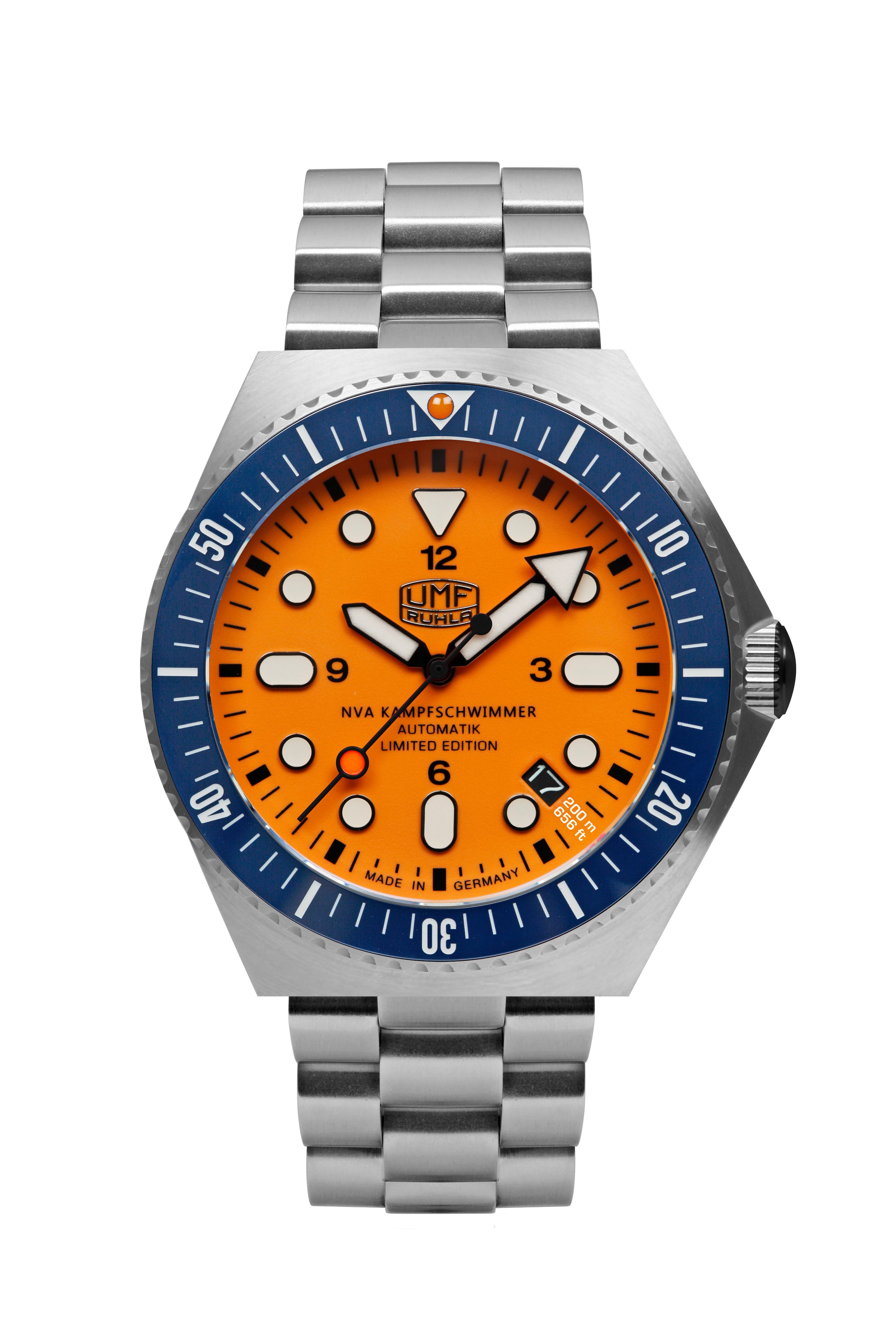 UMF Ruhla Automatikuhr 1928M-1, Automatik NVA Kampfschwimmer - orangenes Zi günstig online kaufen