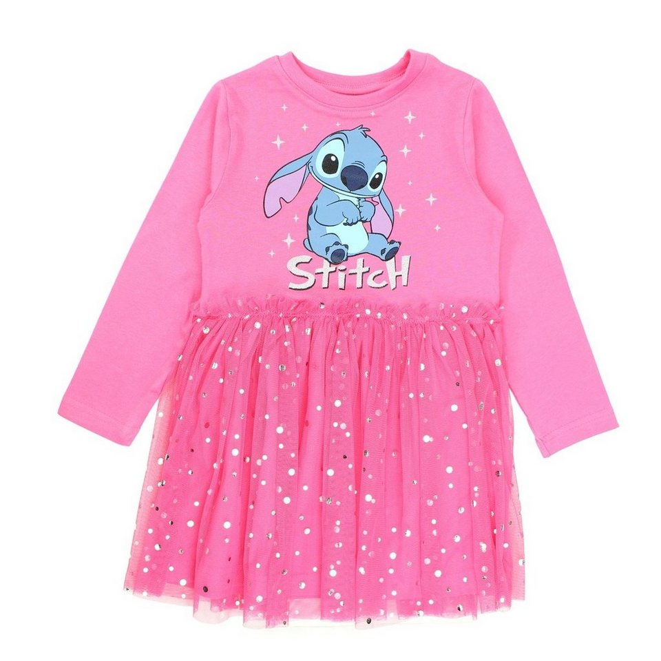 Disney Tüllkleid Disney Stitch Kinder Mädchen Langarm Tüllkleid Kleid Gr.  92 bis 128, Baumwolle