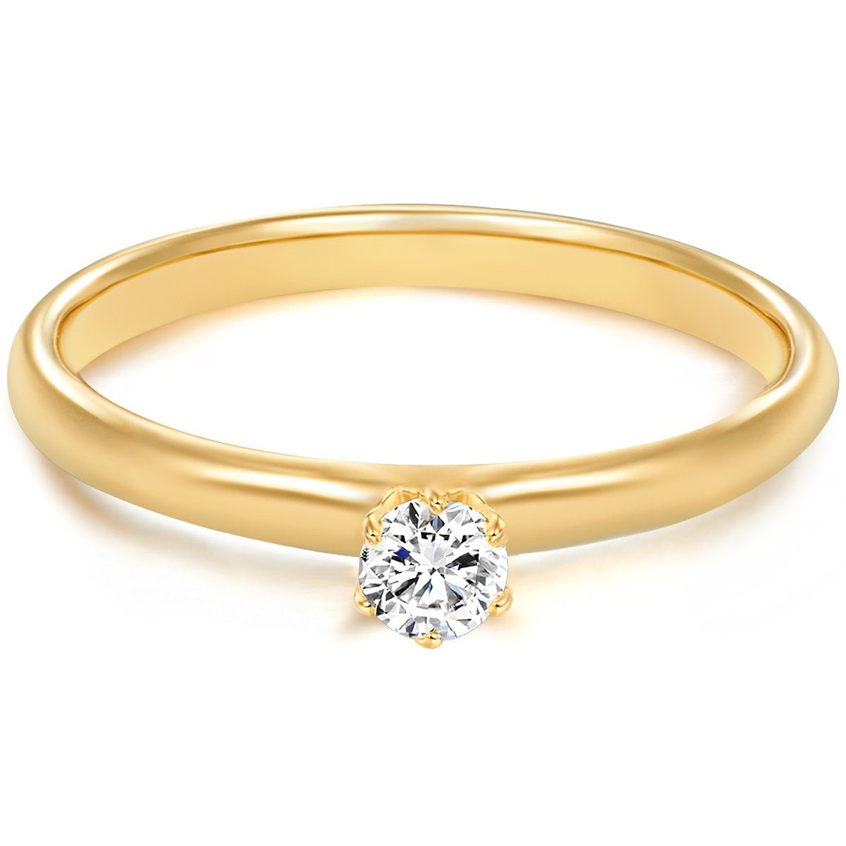 Zirkonia Trilani Silberring gelbgold, Brillant-Look im mit