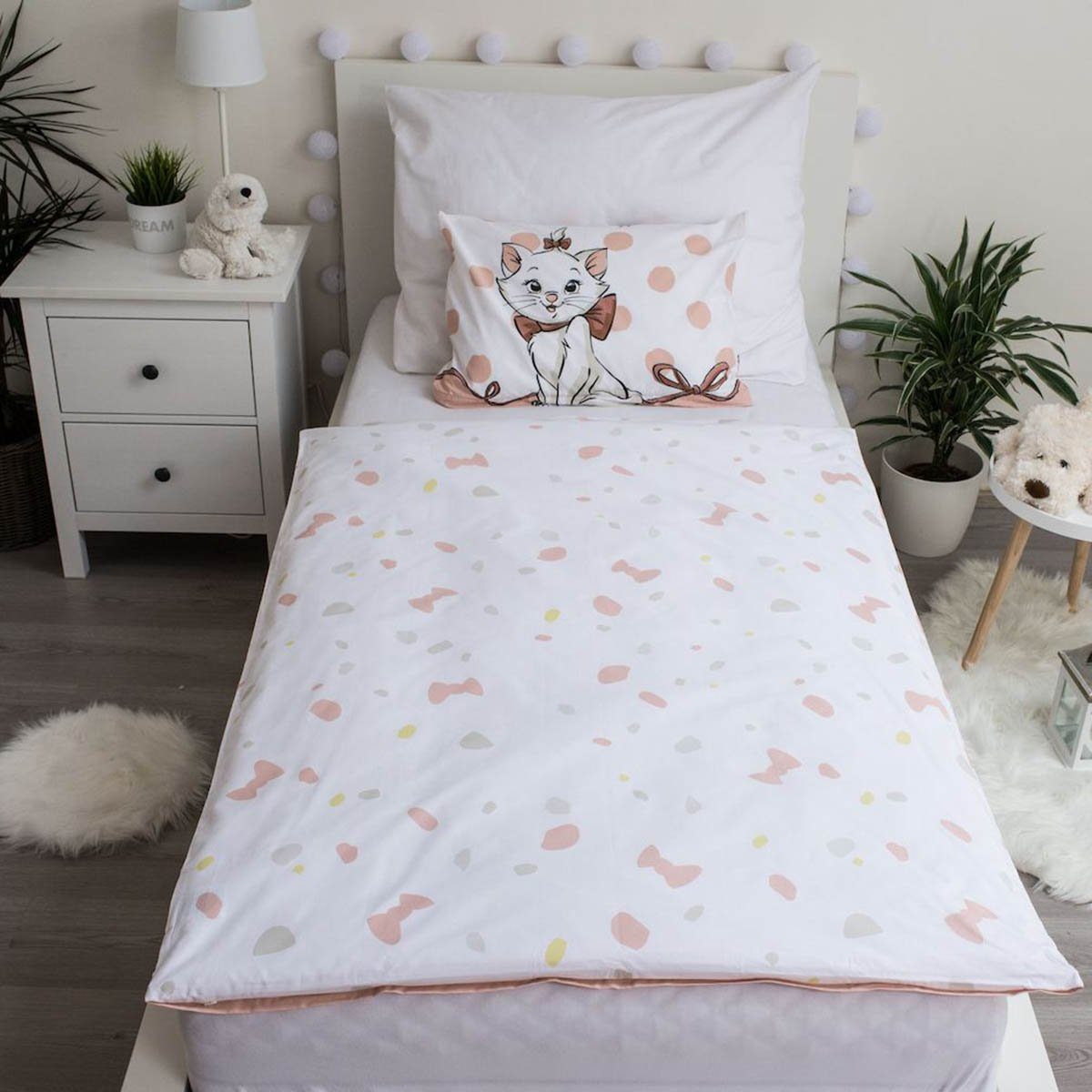 Disney Kinderbettwäsche Disney Babybettwäsche Aristocats 100x135 + 40x60 cm 100% Baumwolle, Renforcé, 2 teilig, 100% Baumwolle, langlebiges Material