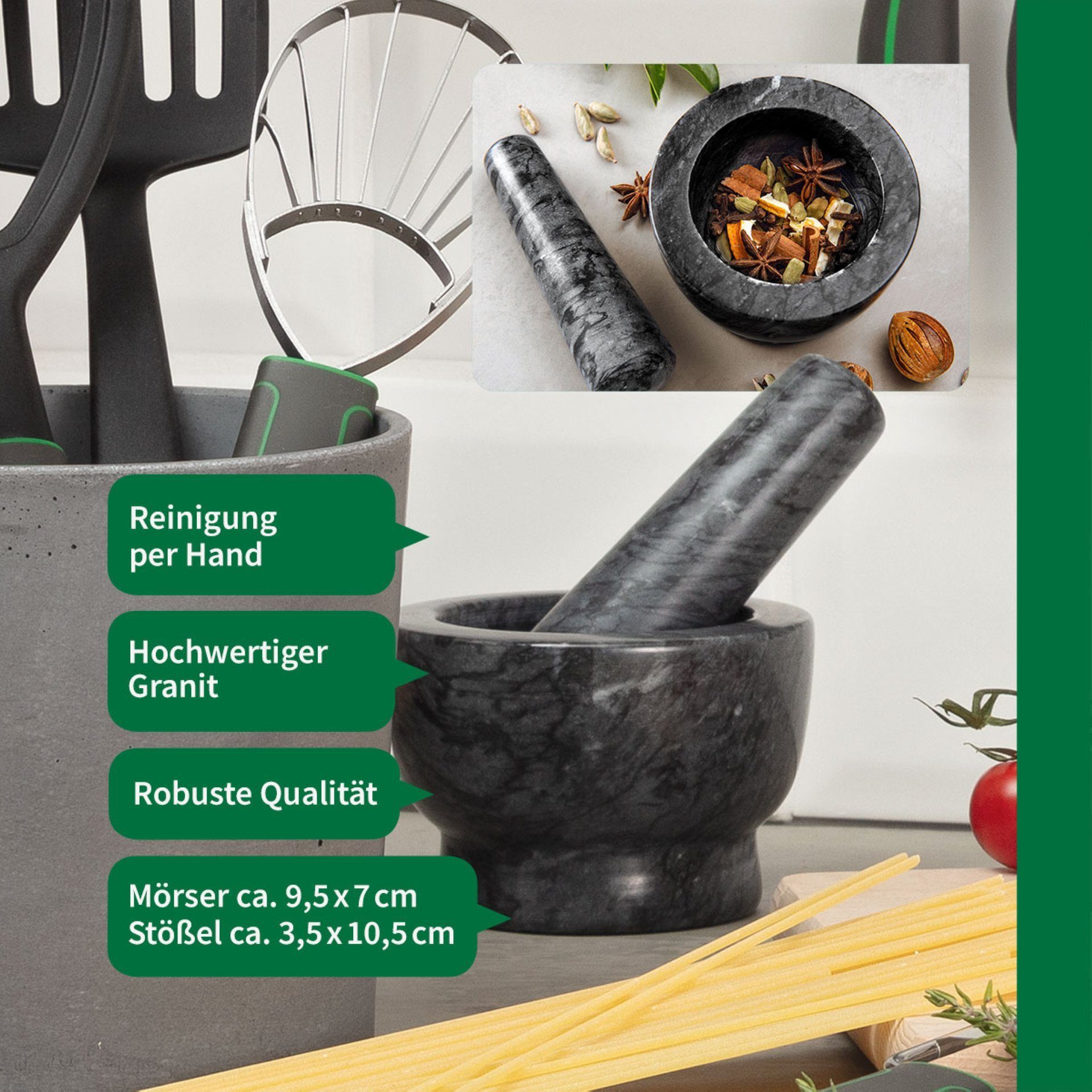 Chefkoch trifft Fackelmann Mörser Granit Mörser, Gewürzmörser, Kräutermörser, Pesto Mörser