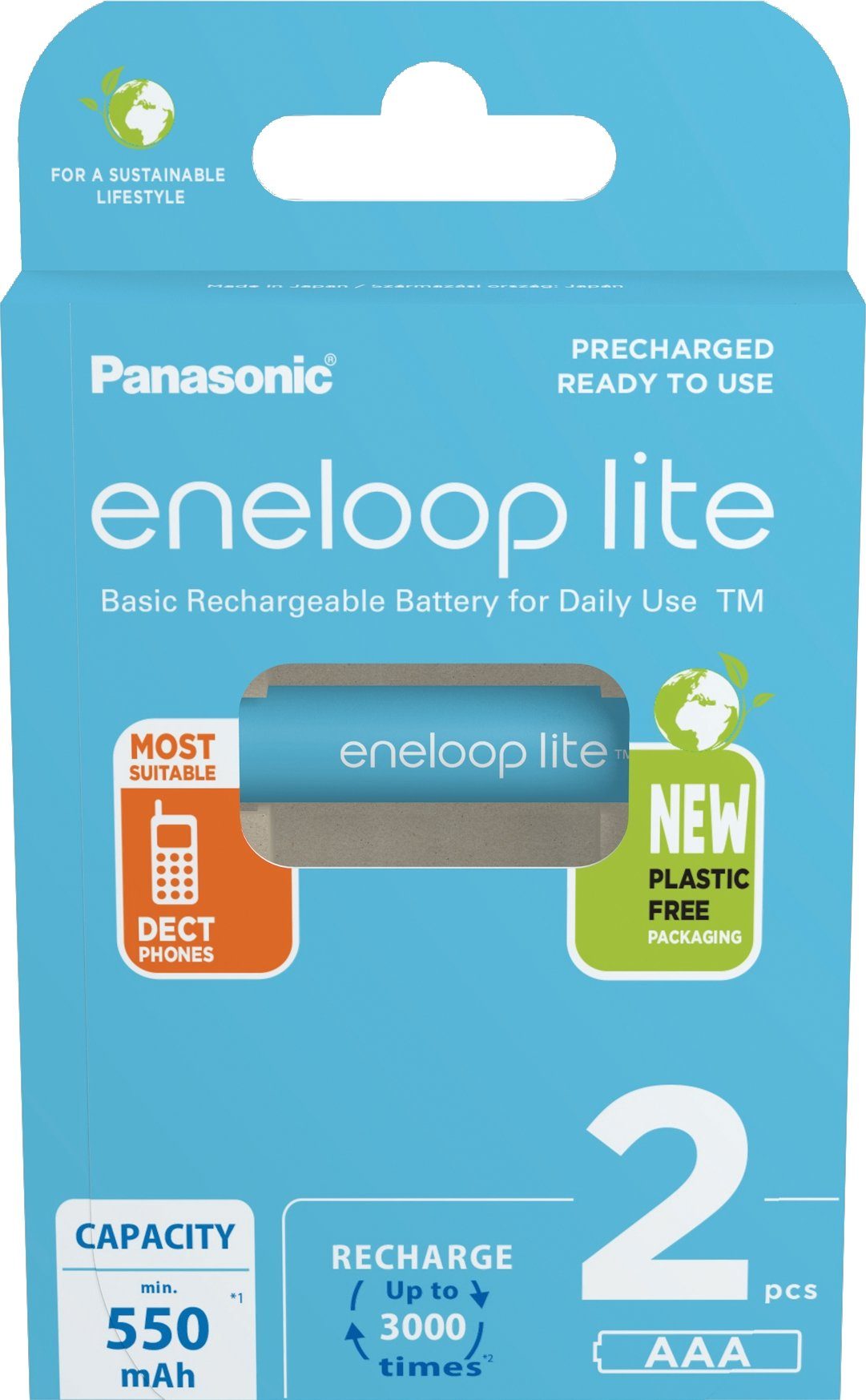 eneloop Eneloop Lite Micro/AAA/HR03 Akku Micro (2 St), 1.2V/550mAh