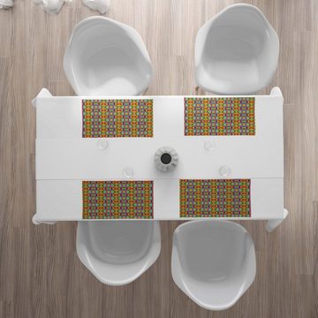 Platzset, Waschbare Stoff Esszimmer Küche Tischdekorations Digitaldruck, Abakuhaus, (4-teilig, 4 Teilig-St., Set aus 4x), Modern Bunte Quirky Design Kunst
