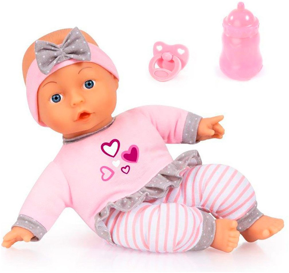 Babypuppe Puppe, 30 cm rosa/grau