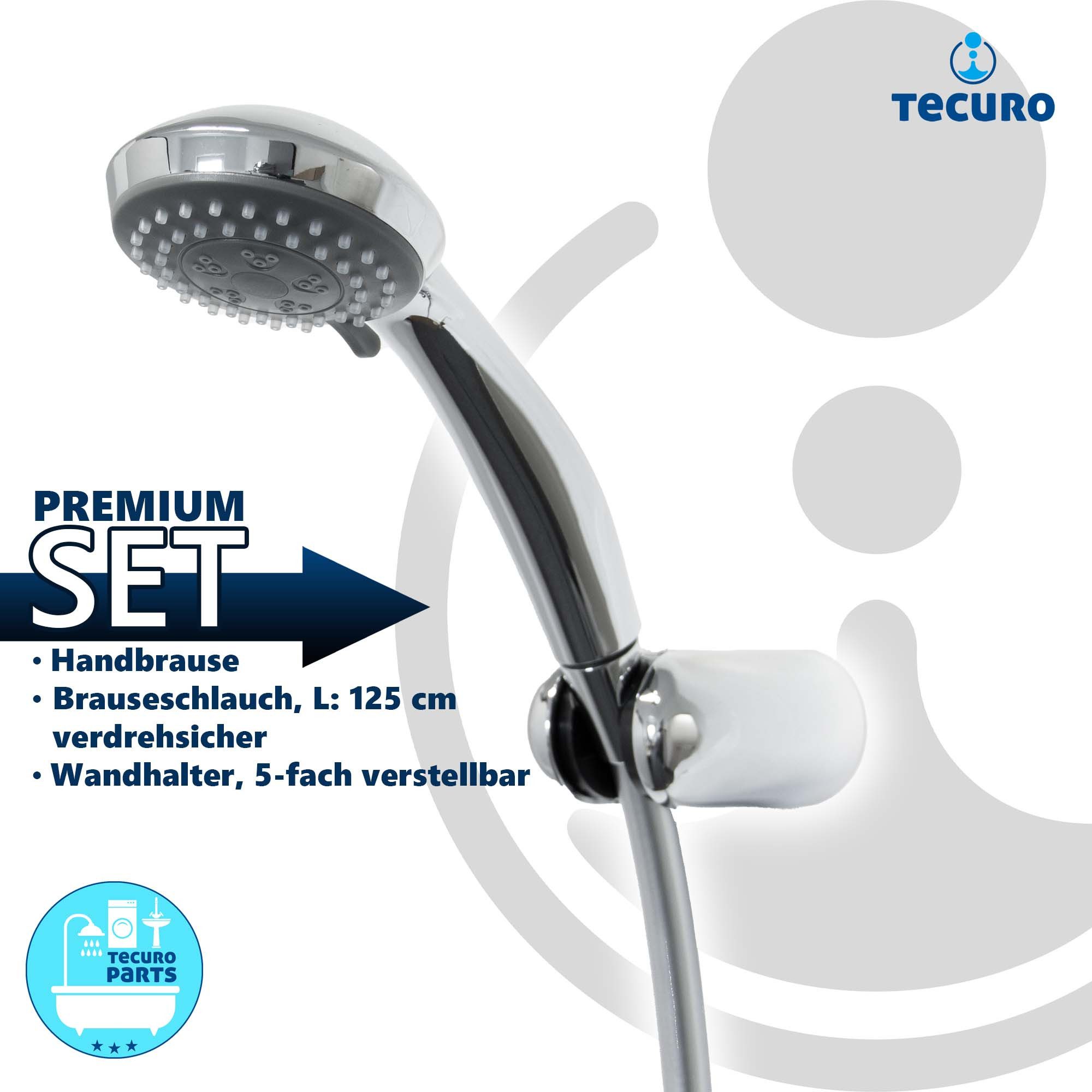 Thumbnail - tecuro Brausegarnitur Wannenset Komfort-70 - mit 3 Funktionen Handbrause, Brauseschlauch