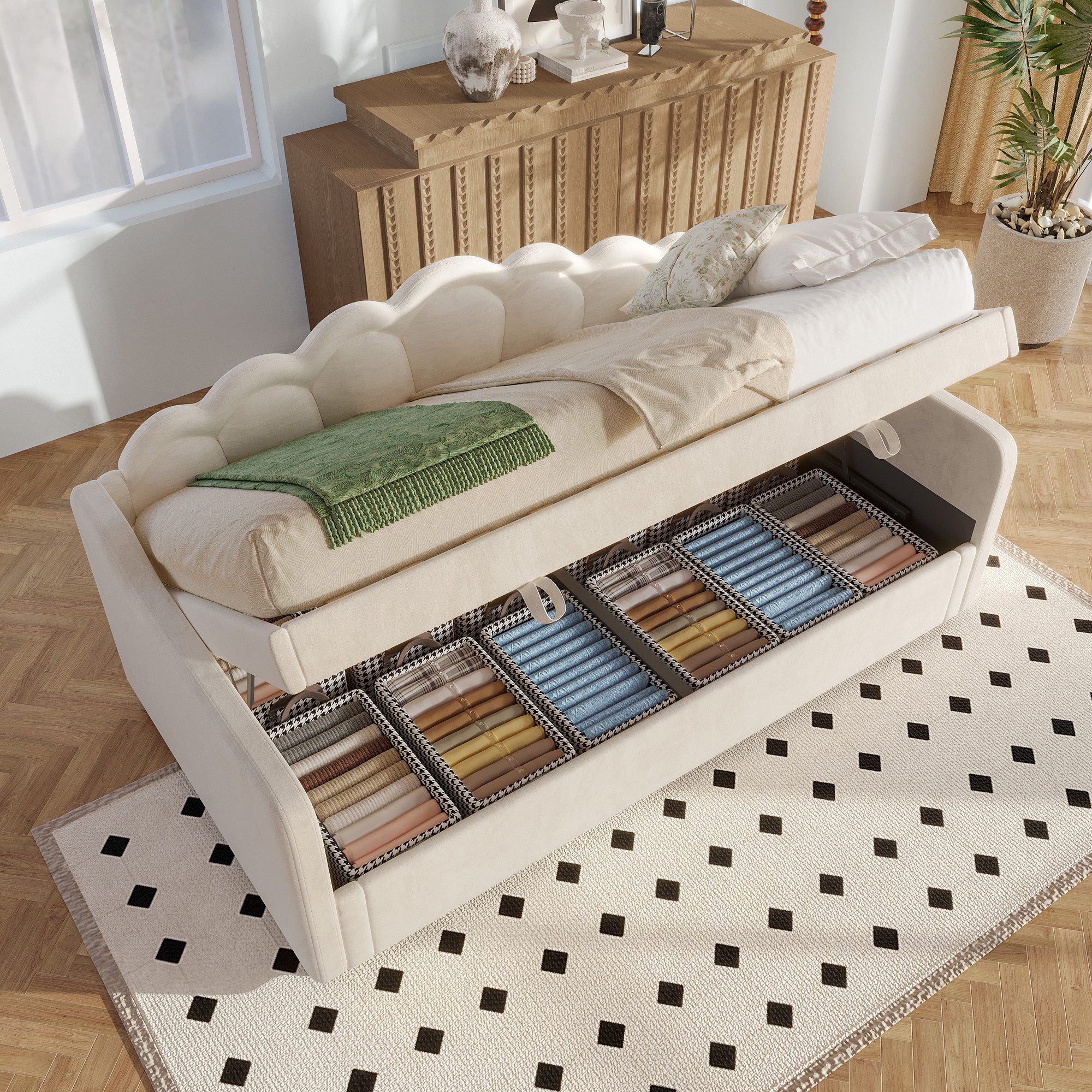 TavilaEcon Boxspringbett Schlafsofa, Hydraulisch Bett mit Stauraum, ohne Ma günstig online kaufen