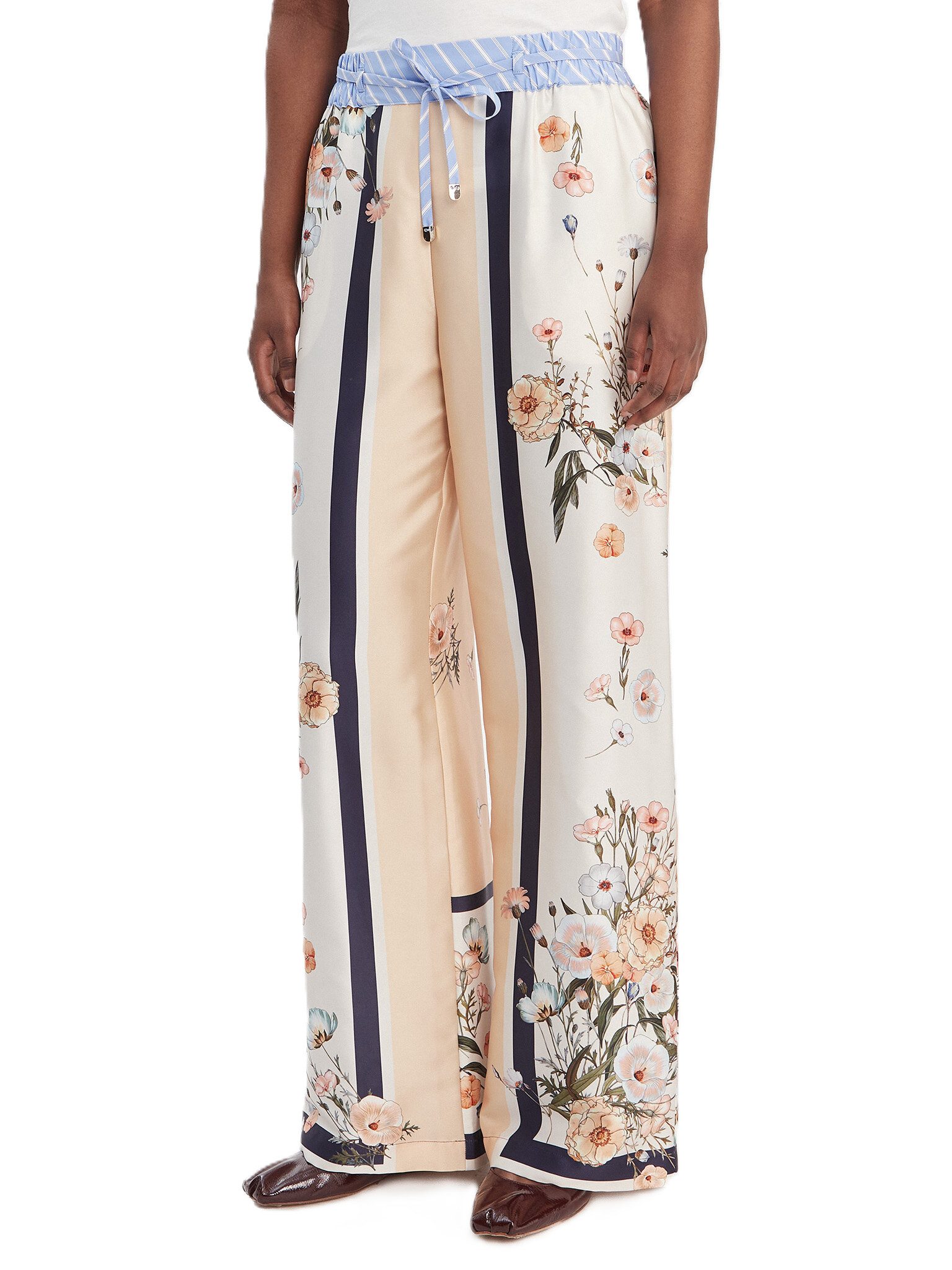 Liu Jo Stoffhose - Damen Stoffhose mit Blumenmuster - Wide Leg Hose - Sommerhose floral