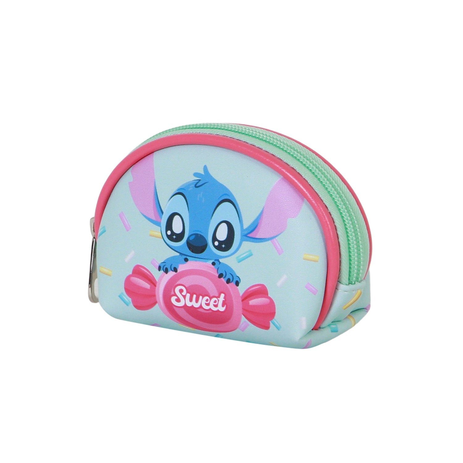 Karactermania Mini Geldbörse Disney Lilo und Stitch Kinderportemonnaie Geldbeutel für Kinder, ovale Form, ein Münzfach, Reißverschluss