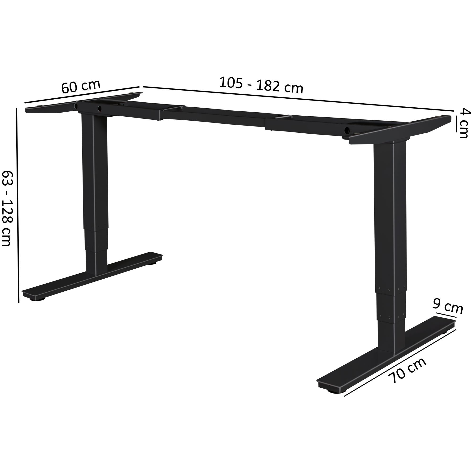 KADIMA Stehen/Sitzen - Ergonomisch Schreibtischgestell im Elektrisches Tischgestell DESIGN Schwarz