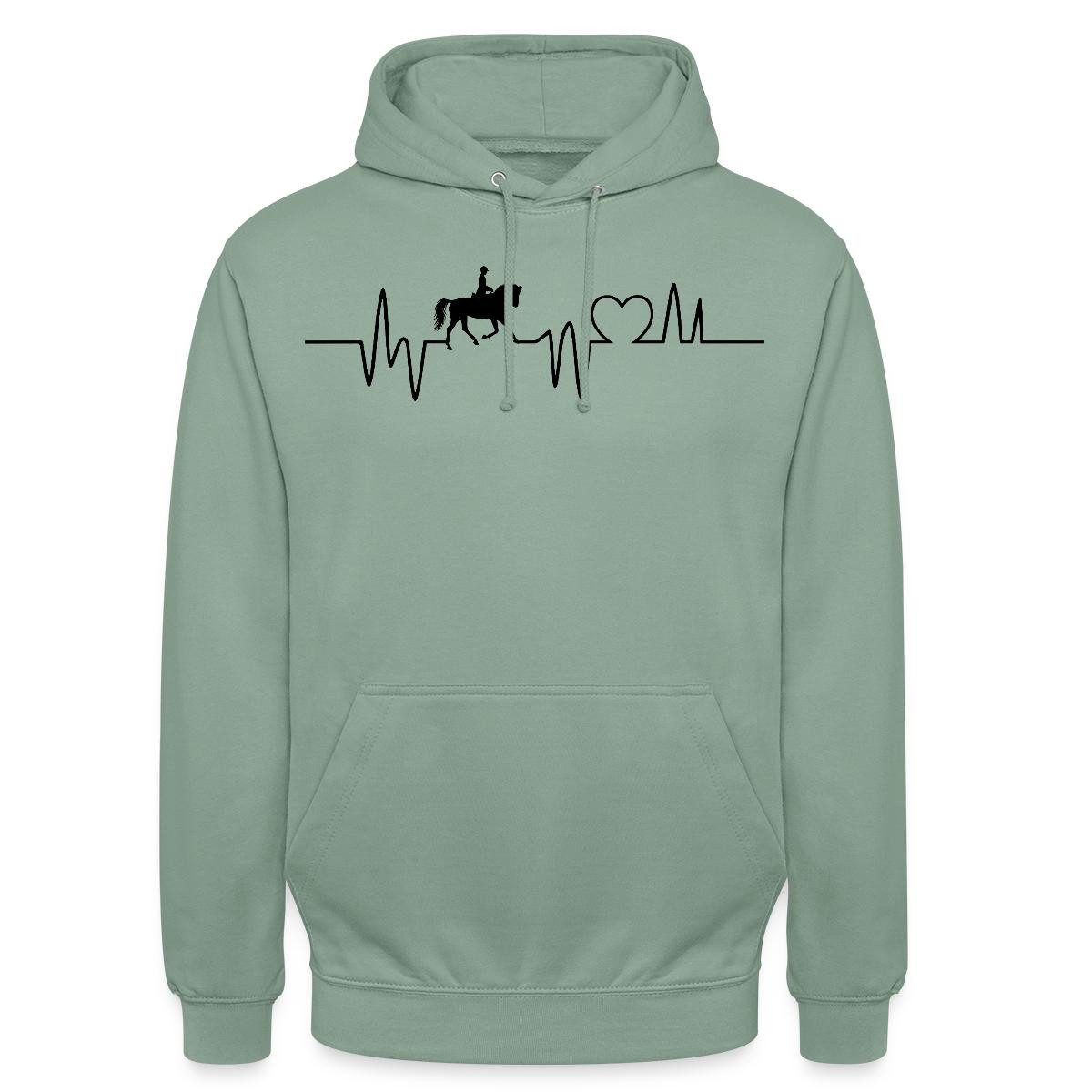 Hoodie EKG Linie Mit Pferd, Pferdeliebe Herzschlag Unisex Hoodie