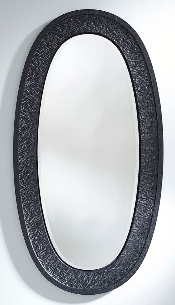 Casa Padrino Spiegel Luxus Spiegel Schwarz 89 x 5 x H. 170 cm - Eleganter Ovaler Wandspiegel - Garderoben Spiegel - Wohnzimmer Spiegel - Luxus Deko Accessoires