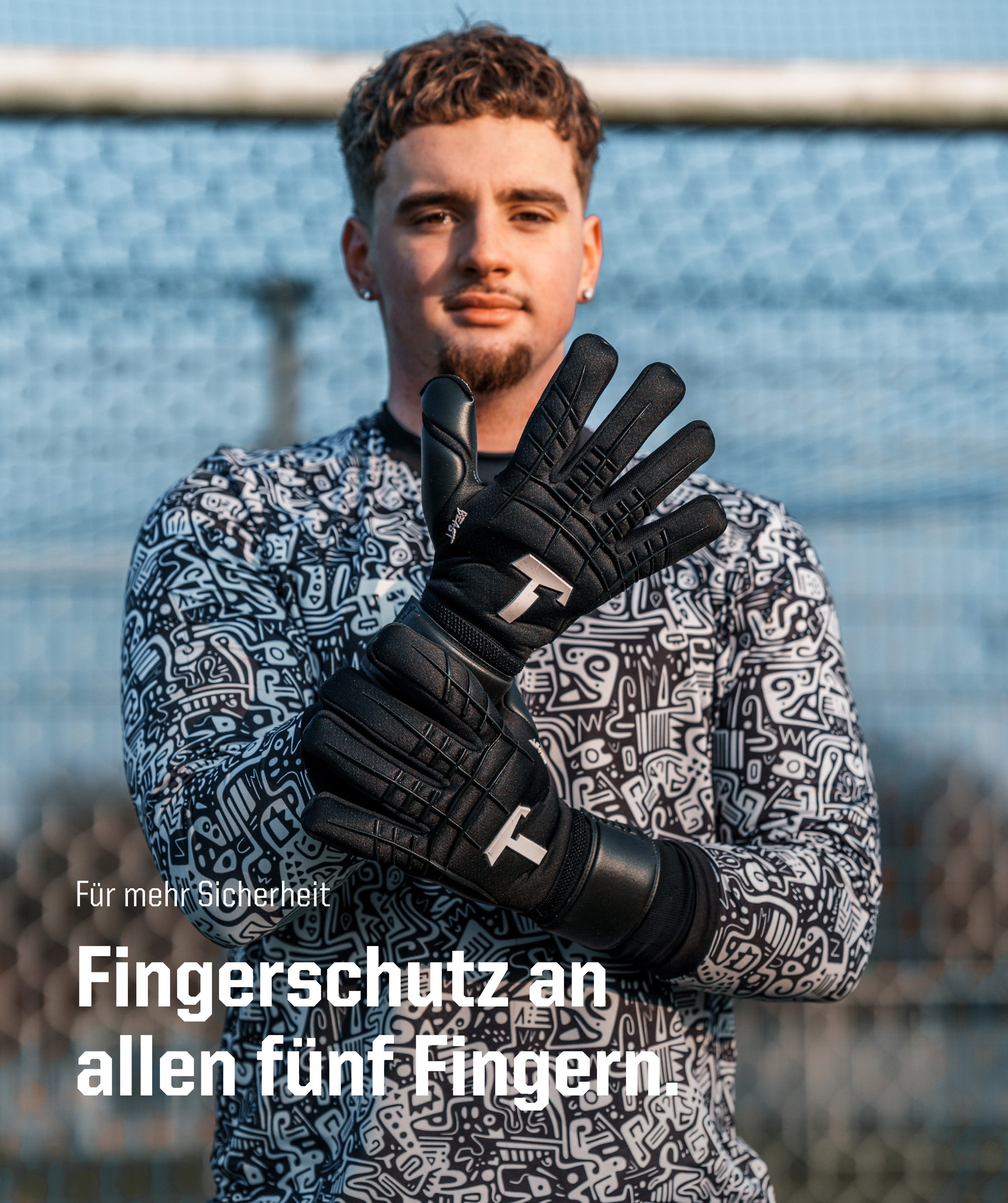 T1TAN Torwarthandschuhe Erwachsene, Fingerschutz, Shadow BEAST, Größe 6-11