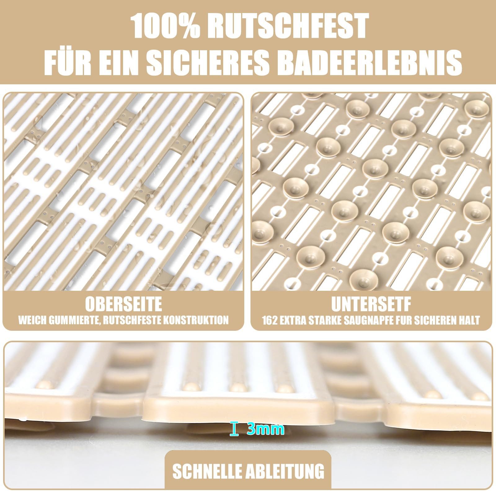 Coonoor Duschmatte Antirutsch-Badematte mit Saugnäpfen und günstig online kaufen