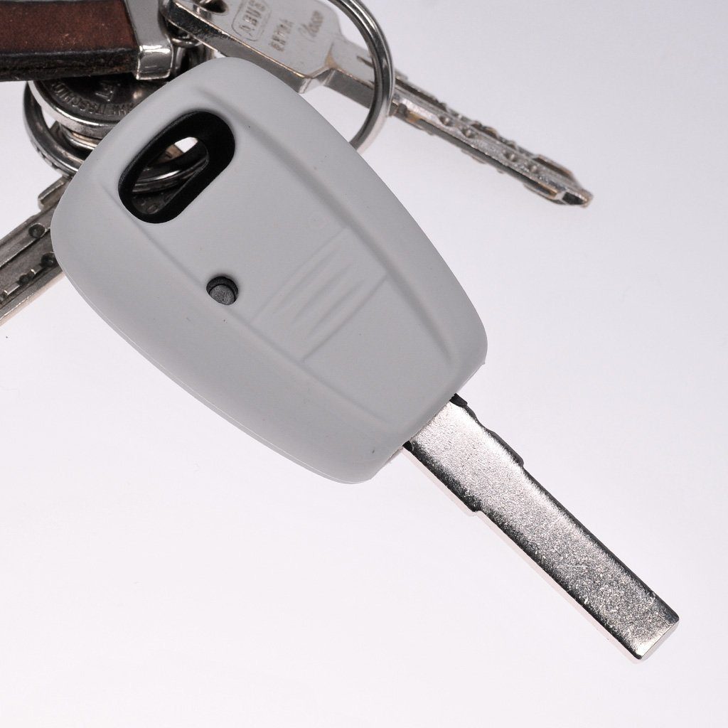 mt-key Schlüsseltasche Autoschlüssel Softcase Silikon Schutzhülle Grau, für FIAT Panda Brava Bravo Punto Stilo 1 Tasten Funk Fernbedienung