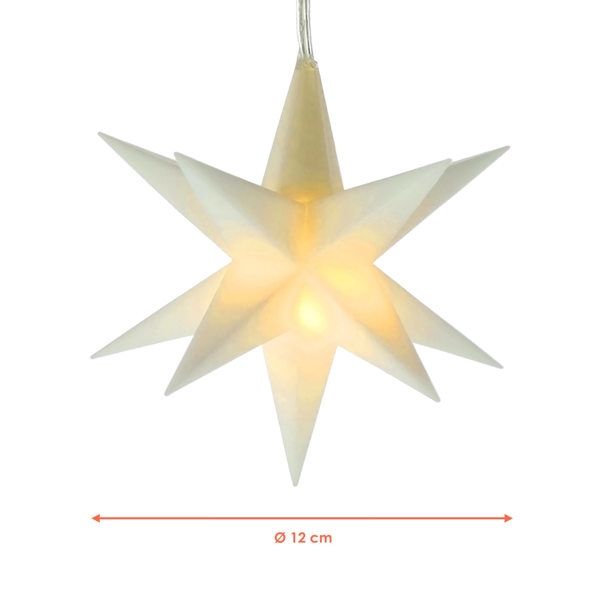 Spetebo Dekostern Outdoor Weihnachts Leuchtstern 3D 12 cm mit Timer - weiß, günstig online kaufen