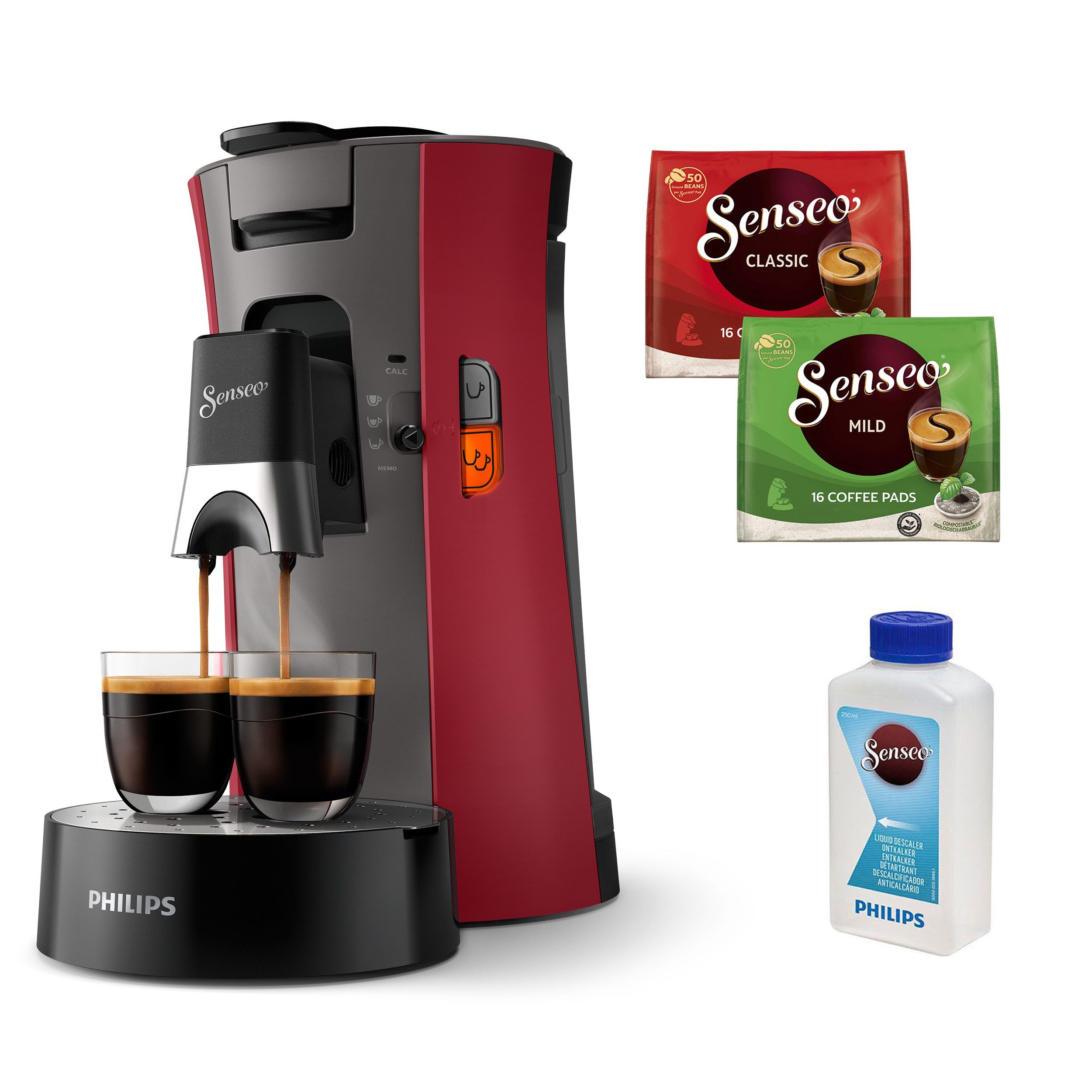 Philips Senseo Kaffeepadmaschine Select CSA240/90, mit drei Kaffee-Einstellungen, aus 21% rec. Plastik, Memo-Funktion, inkl. Gratis-Zugabe, Wert 14€ UVP