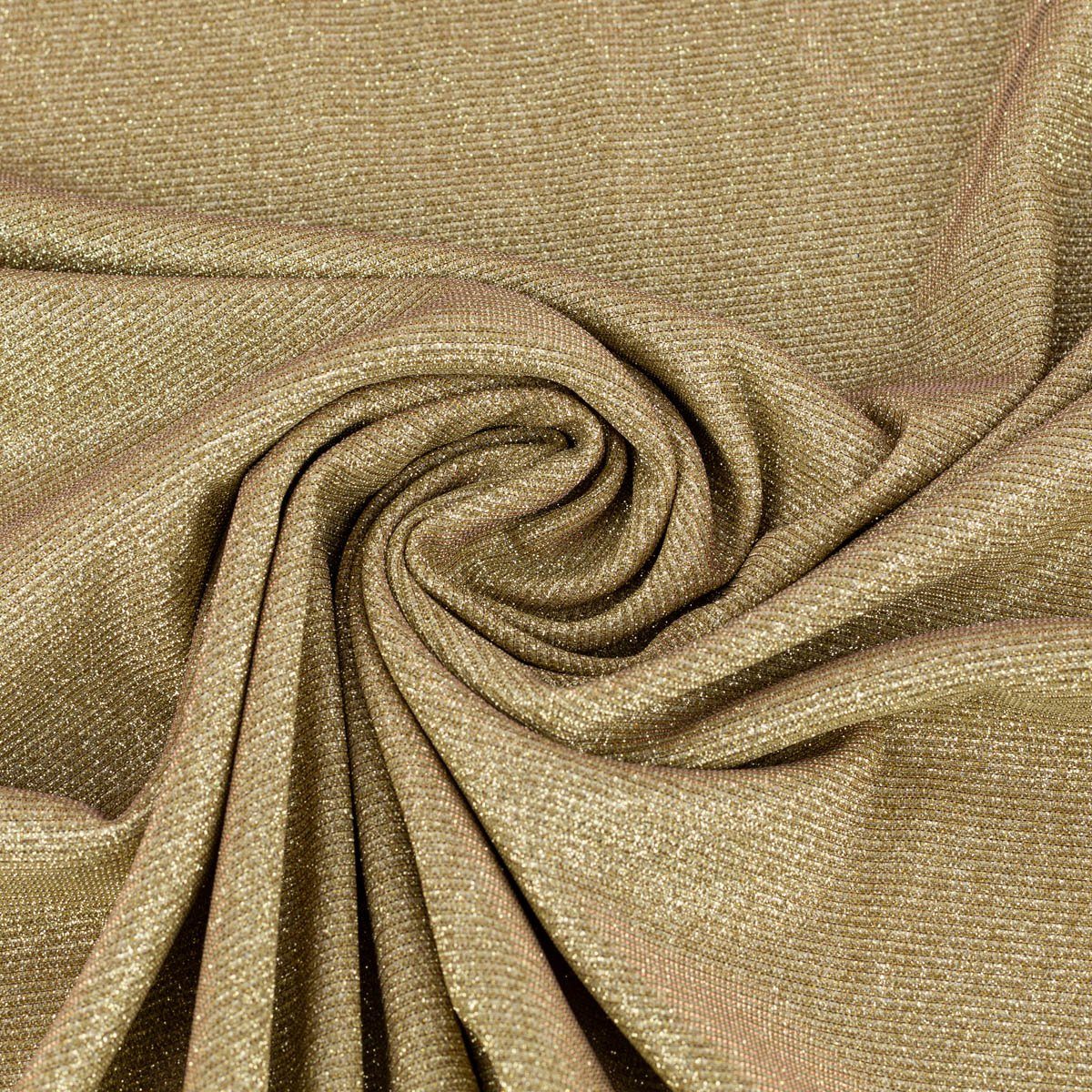SCHÖNER LEBEN. Stoff Jerseystoff Meterware Lurex Glamour uni goldfarbig 1,40m, pflegeleicht