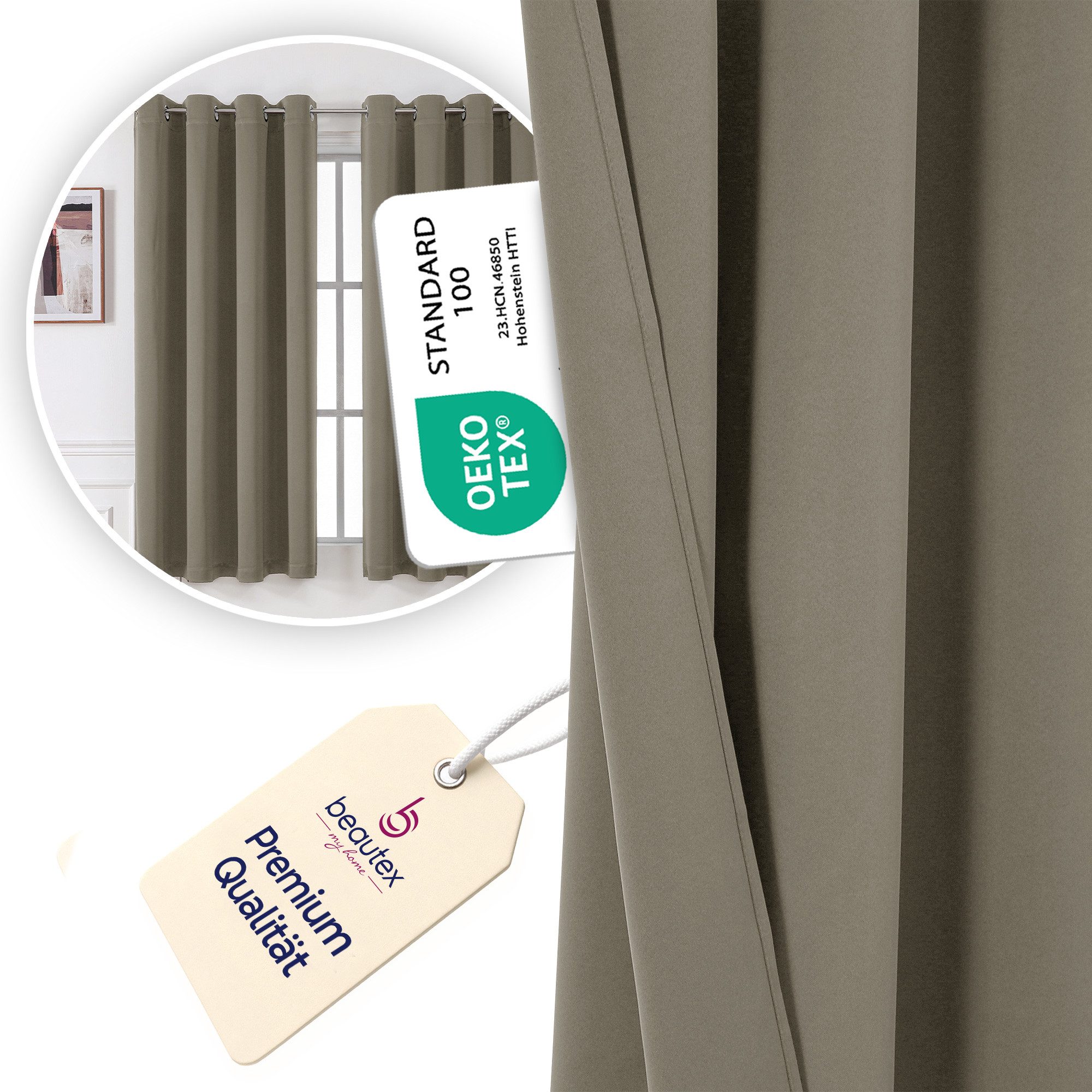 Beautex Verdunkelungsvorhang mit Ösen Vorhang, Gardine blickdicht abdunkelnd (1 St), Ösen, verdunkelnd, Blackout, blickdicht, waschbar, Ösenaufhängung, Farbwahl – Bild 2 von 5