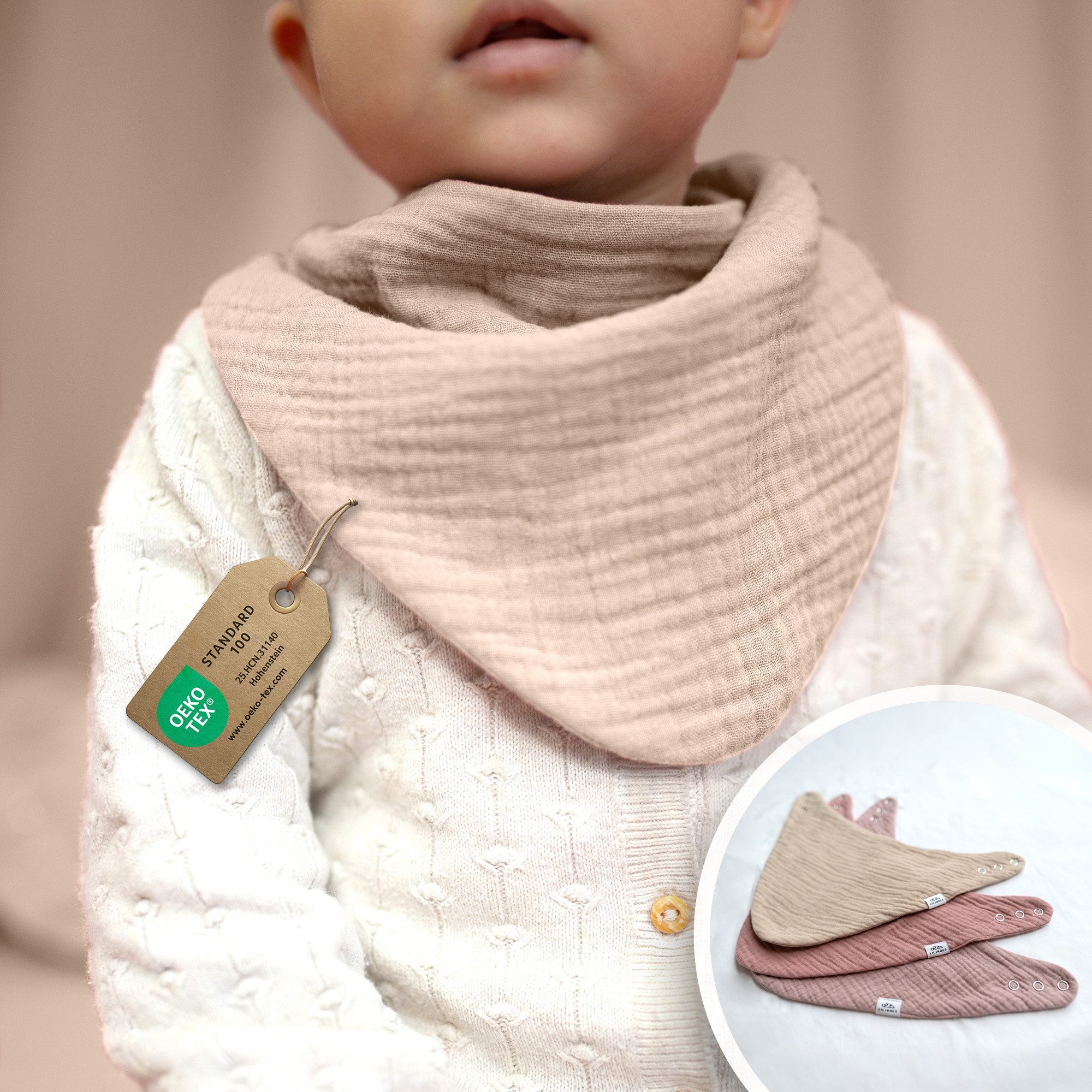 lilimaus Spucktuch Musselin Dreieckstuch für Babys - Halstuch & Sabbertuch, (1-tlg), hält den Hals trocken & sitzt auch bei Bewegung - in 2 Größen