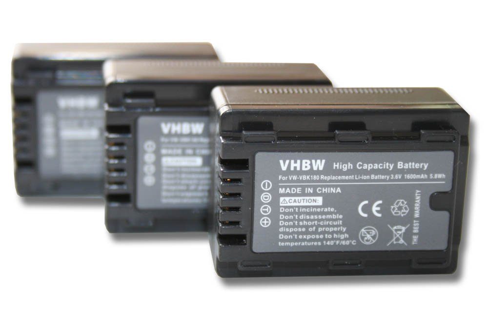 vhbw passend für Panasonic HDC-HS60, HDC-HS80, HDC-SD40, HDC-SD40EG-K, Kamera-Akku 1600 mAh