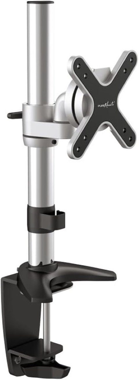PureMounts Monitor-Halterung Schreibtischhalterung 28", schwenkbar/neigbar/drehbar, silber, 8cm Arm, (bis 28,00 Zoll, Monitorhalterug-Set, Monitorhalterung, Schraubenset, universelle Kompatibilität, Monitore bis 28 Zoll mit 360° Drehung, elegantem 8 cm Arm)