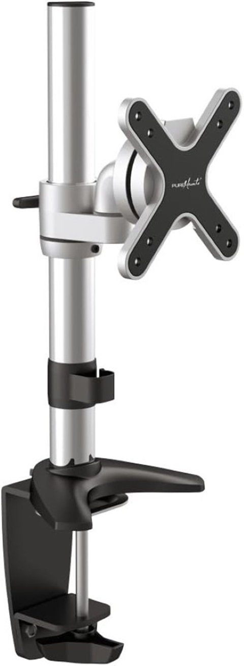 PureMounts Schreibtischhalterung 28", schwenkbar/neigbar/drehbar, silber, 8cm Arm Monitor-Halterung, (bis 28,00 Zoll, Monitorhalterug-Set, Monitorhalterung, Schraubenset, universelle Kompatibilität, Monitore bis 28 Zoll mit 360° Drehung, elegantem 8 cm Arm)