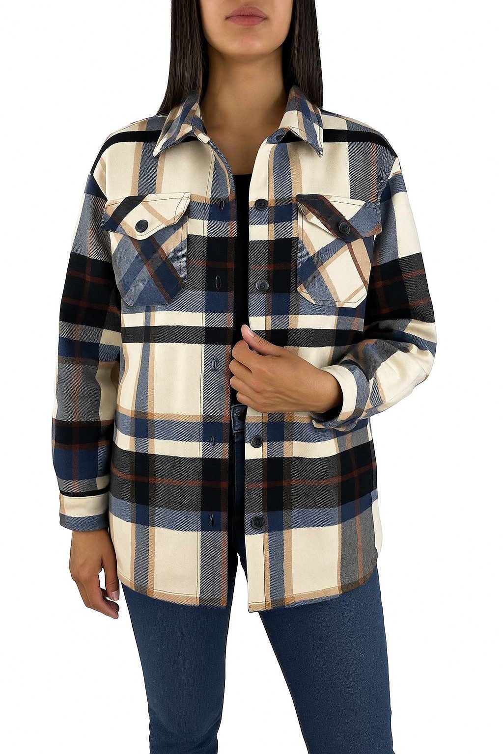 Worldclassca Flanellhemd Worldclassca Oversized Karo Hemd Hemdjacke Kariert Holzfällerhemd