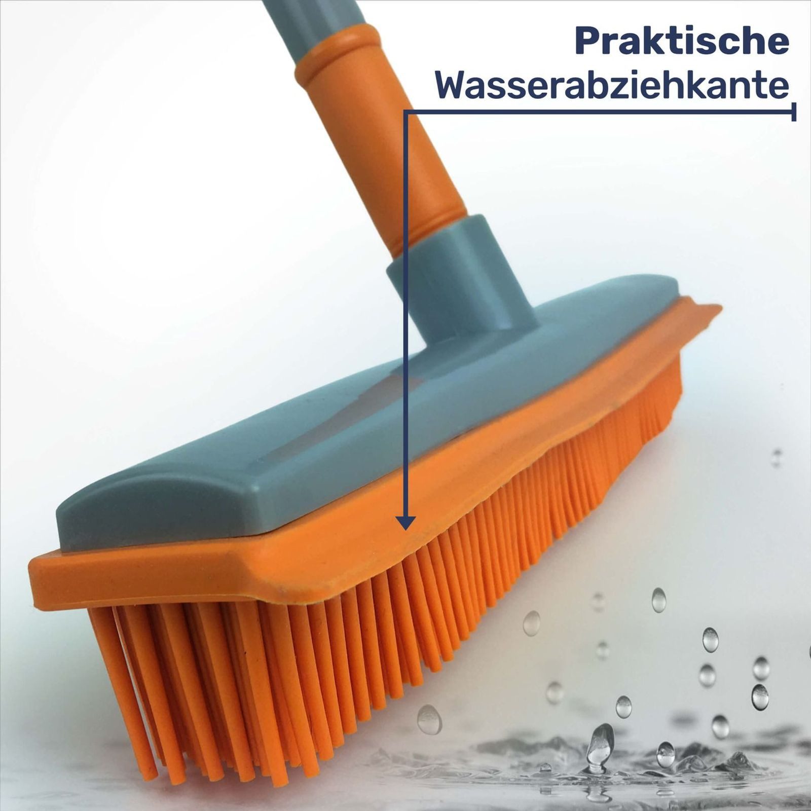 Gravidus Reinigungsbürste Gummibesen mit Teleskopstiel und Wasserabziehkante Kunststoff