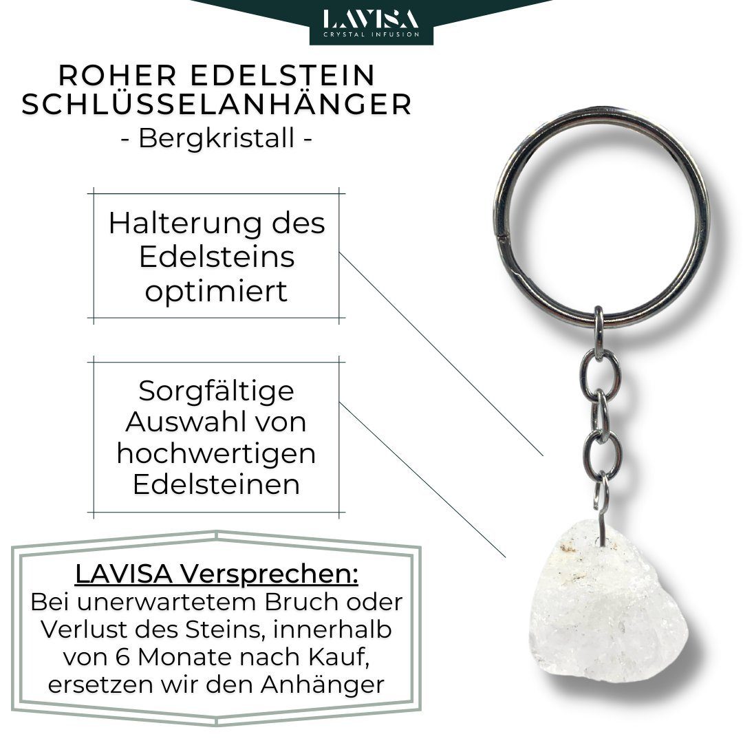 Bergkristall Naturstein Schlüsselanhänger - Schlüssel LAVISA Edelstein Glücksbringer - Anhänger