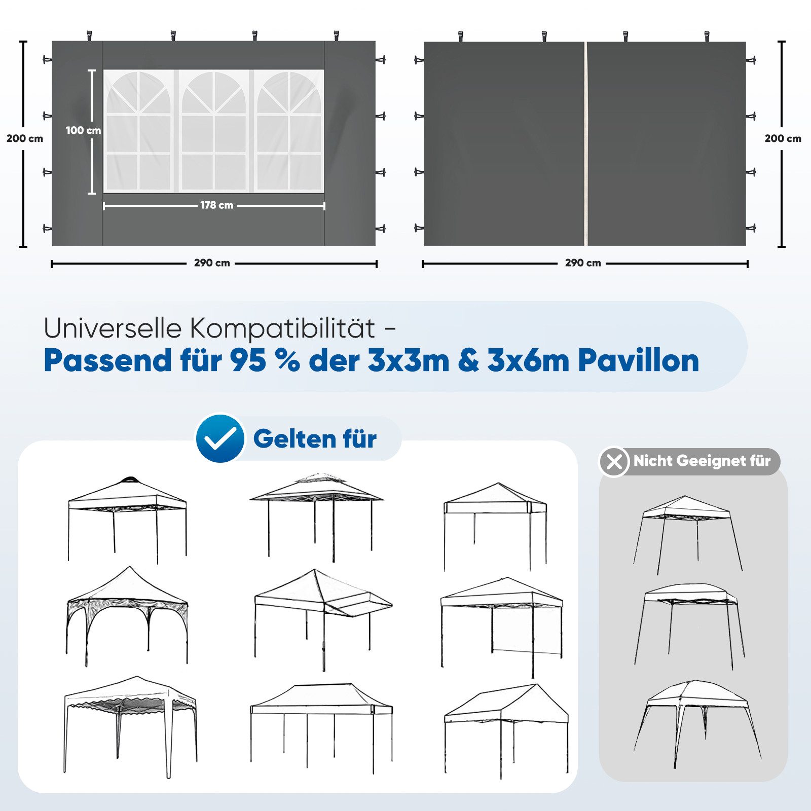 Sekey Pavillonseitenteil 2er Set Pavillon Seitenteile Seitenwand für Faltpa günstig online kaufen
