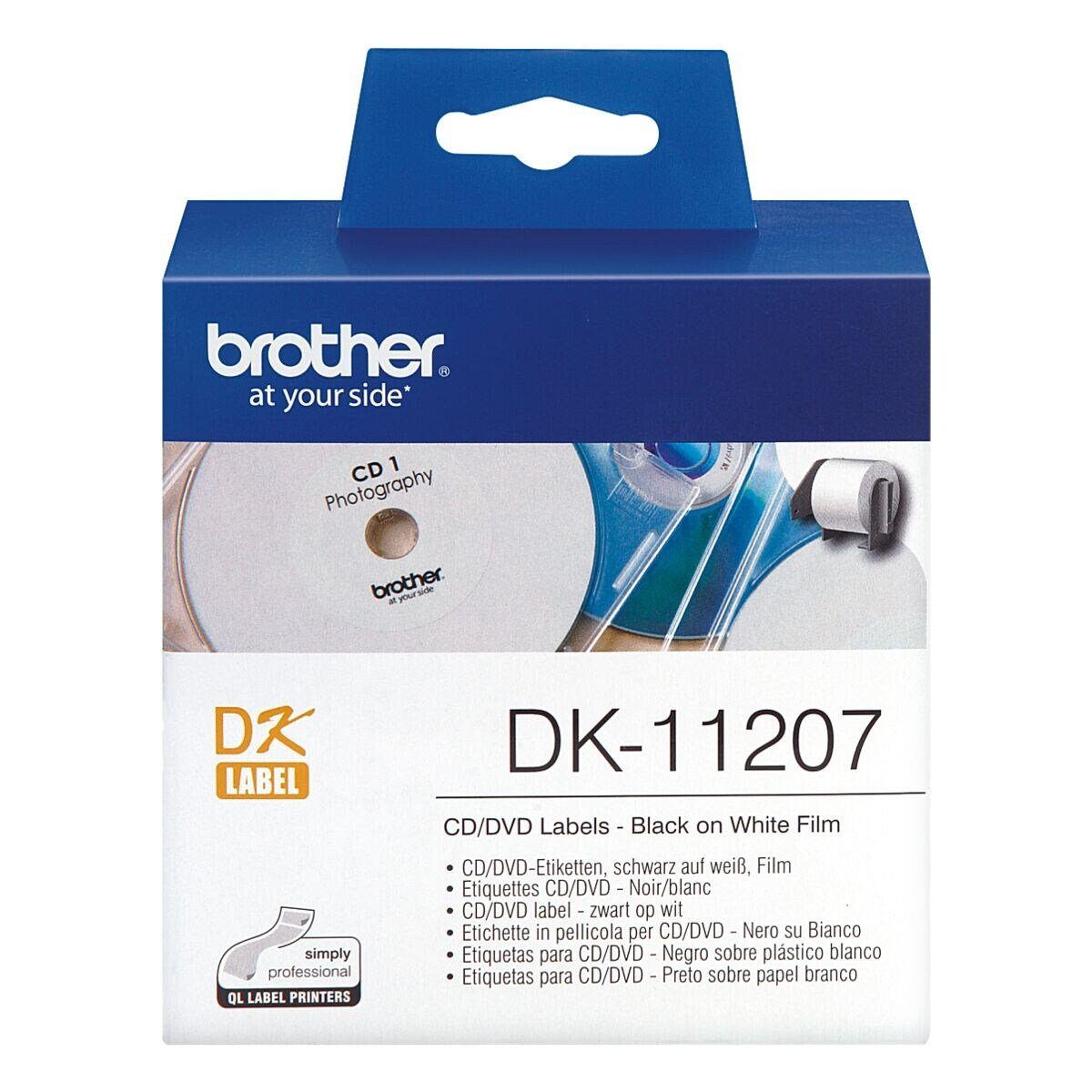 Brother Thermorolle DK11207, 100 CD-/DVD-Etiketten, Ø 58 mm