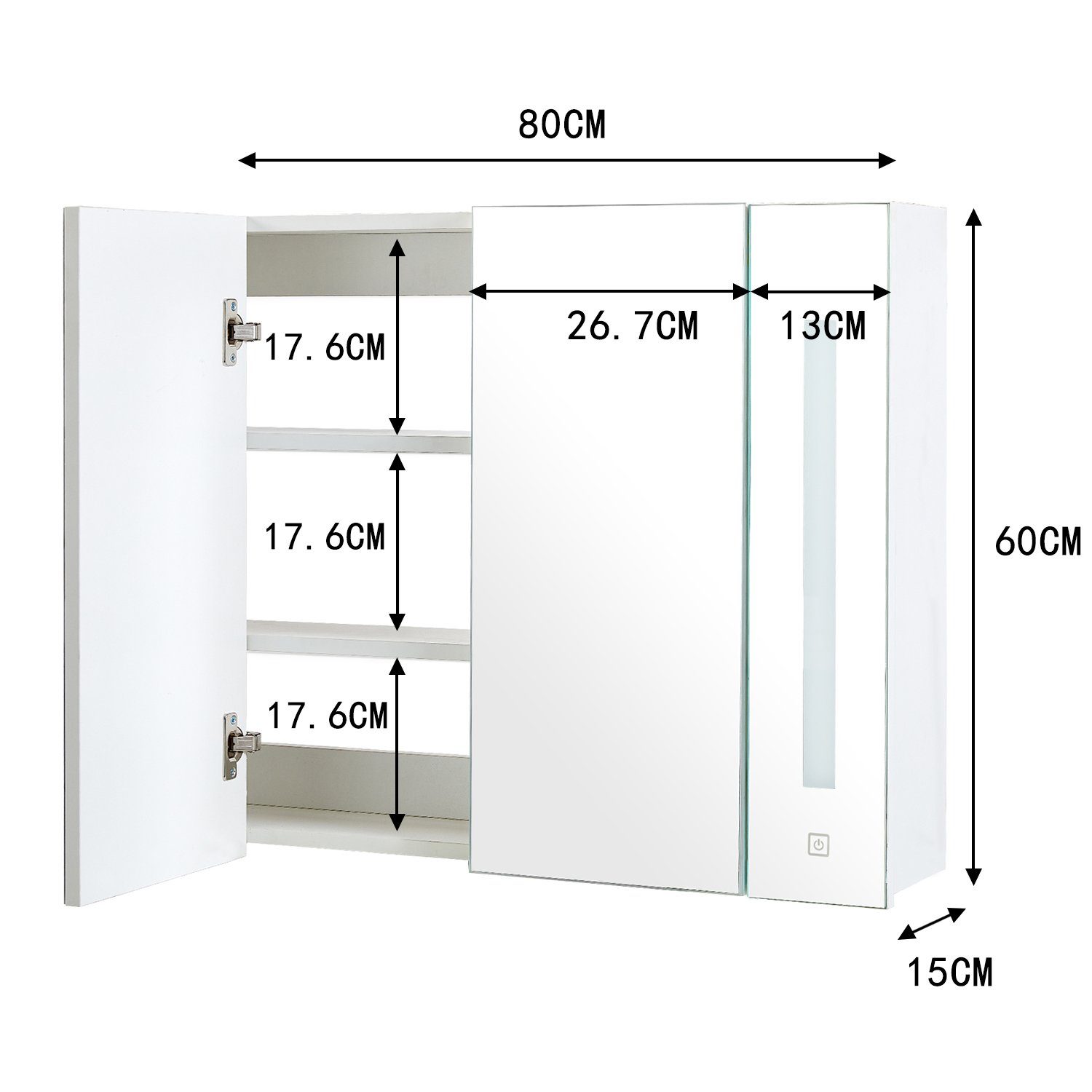 Ofcasa Badezimmerspiegelschrank Hängeschrank (1er Set) 80x15x60cm günstig online kaufen