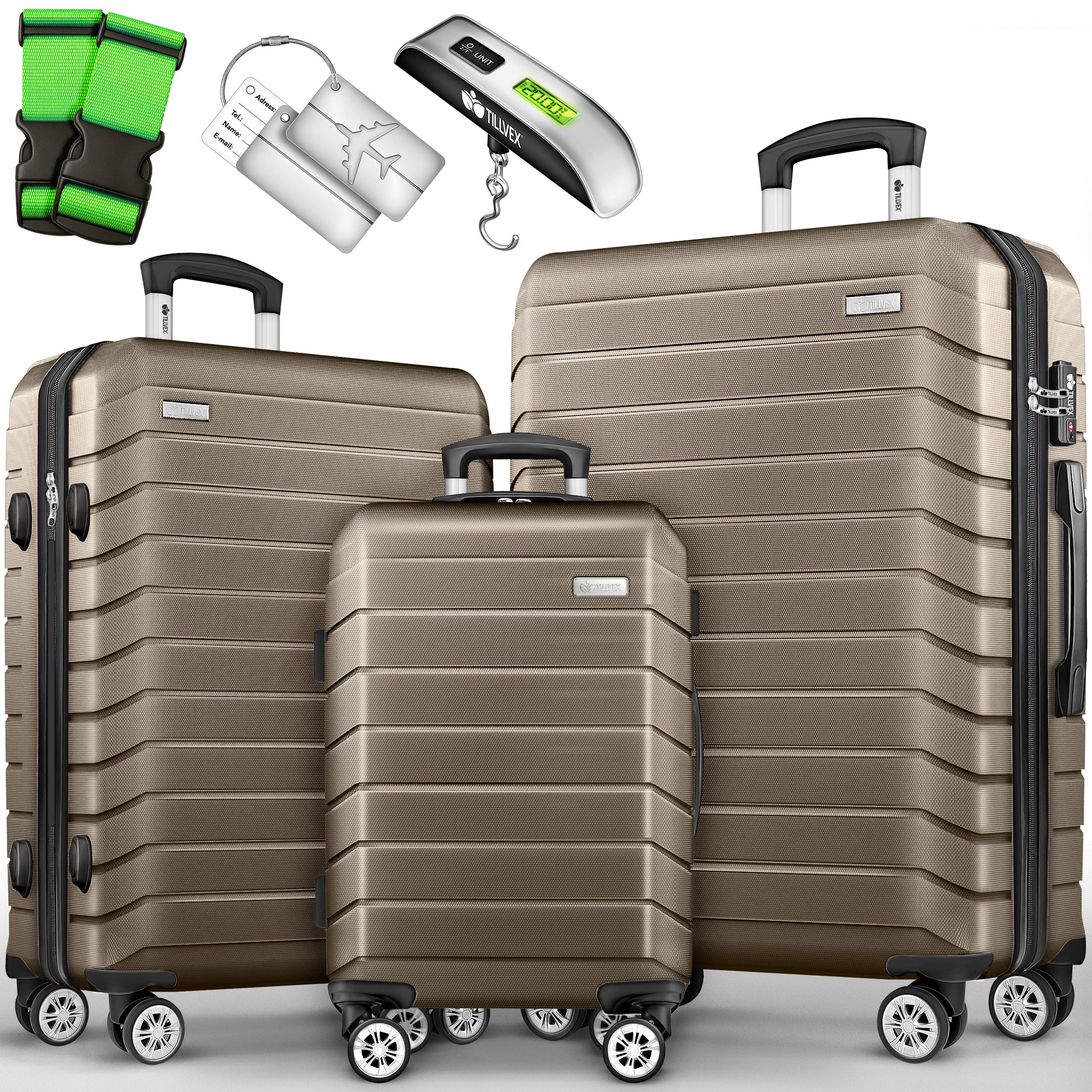 Trolleyset tillvex® Reisekoffer Set Koffer Hartschale Trolley Kofferset Tasche